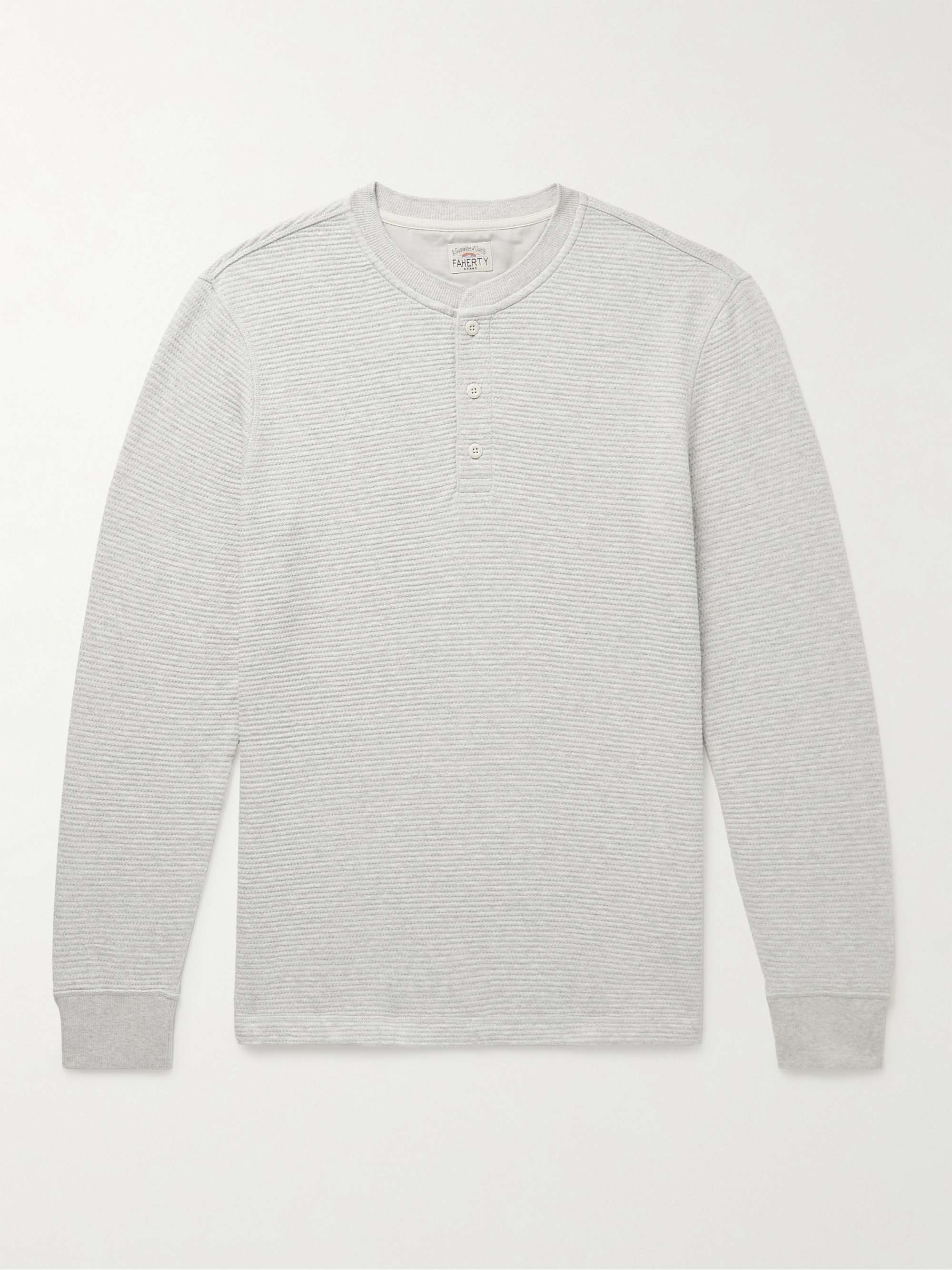 FAHERTY Surf Waffle-Knit Cotton-Blend Henley T-Shirt for Men