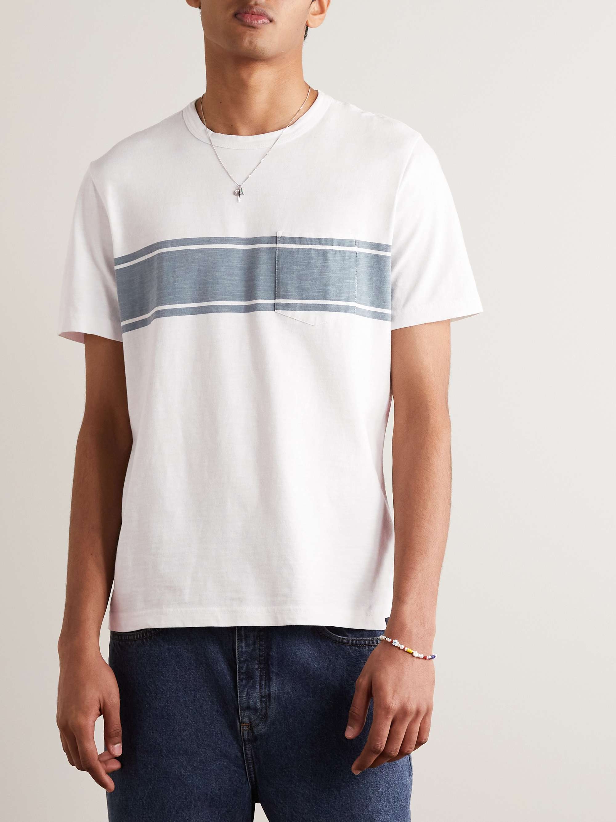 FAHERTY Surf Striped Organic CottonJersey TShirt for Men MR PORTER