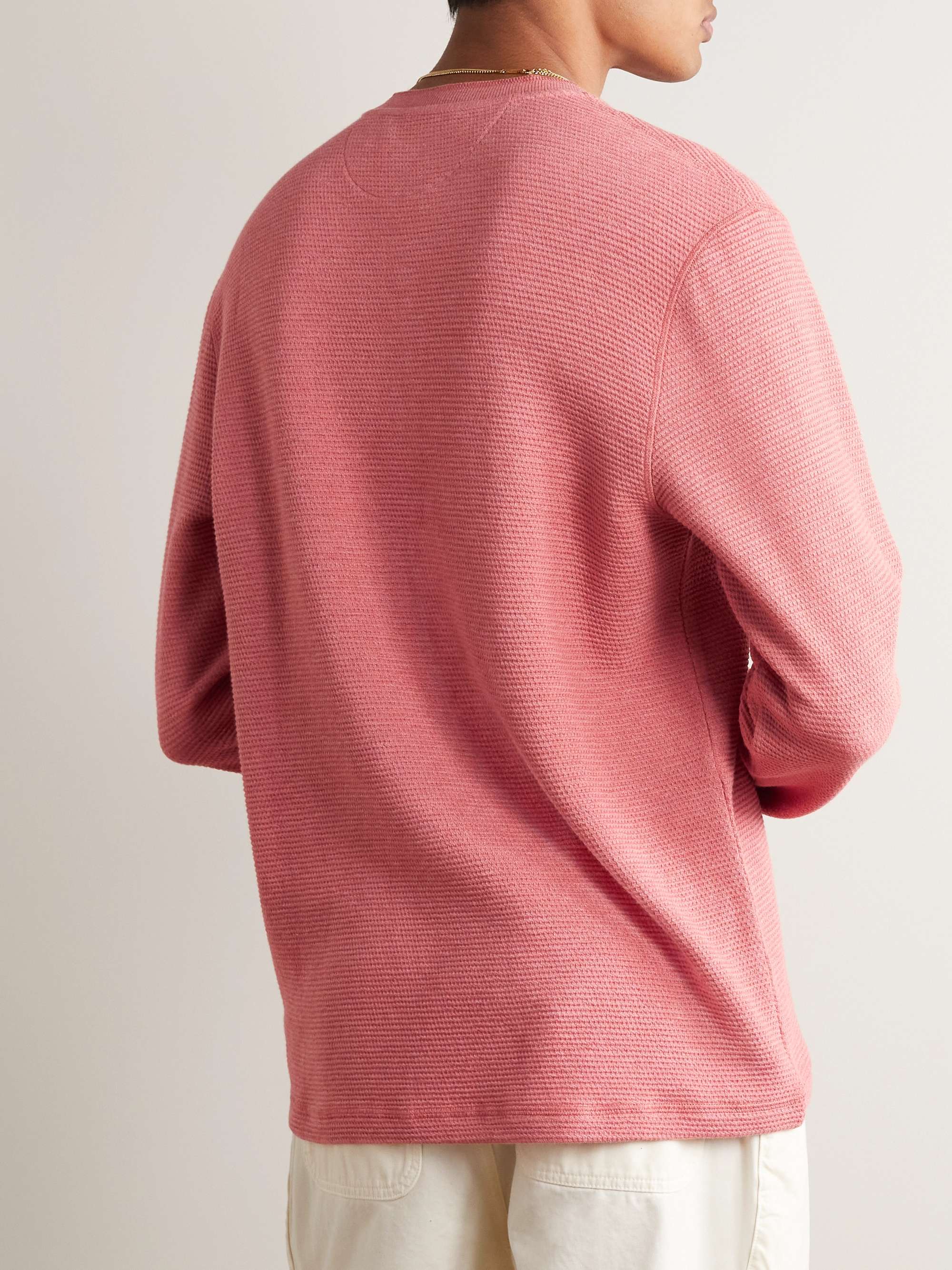FAHERTY Surf Waffle-Knit Cotton-Blend Henley T-Shirt