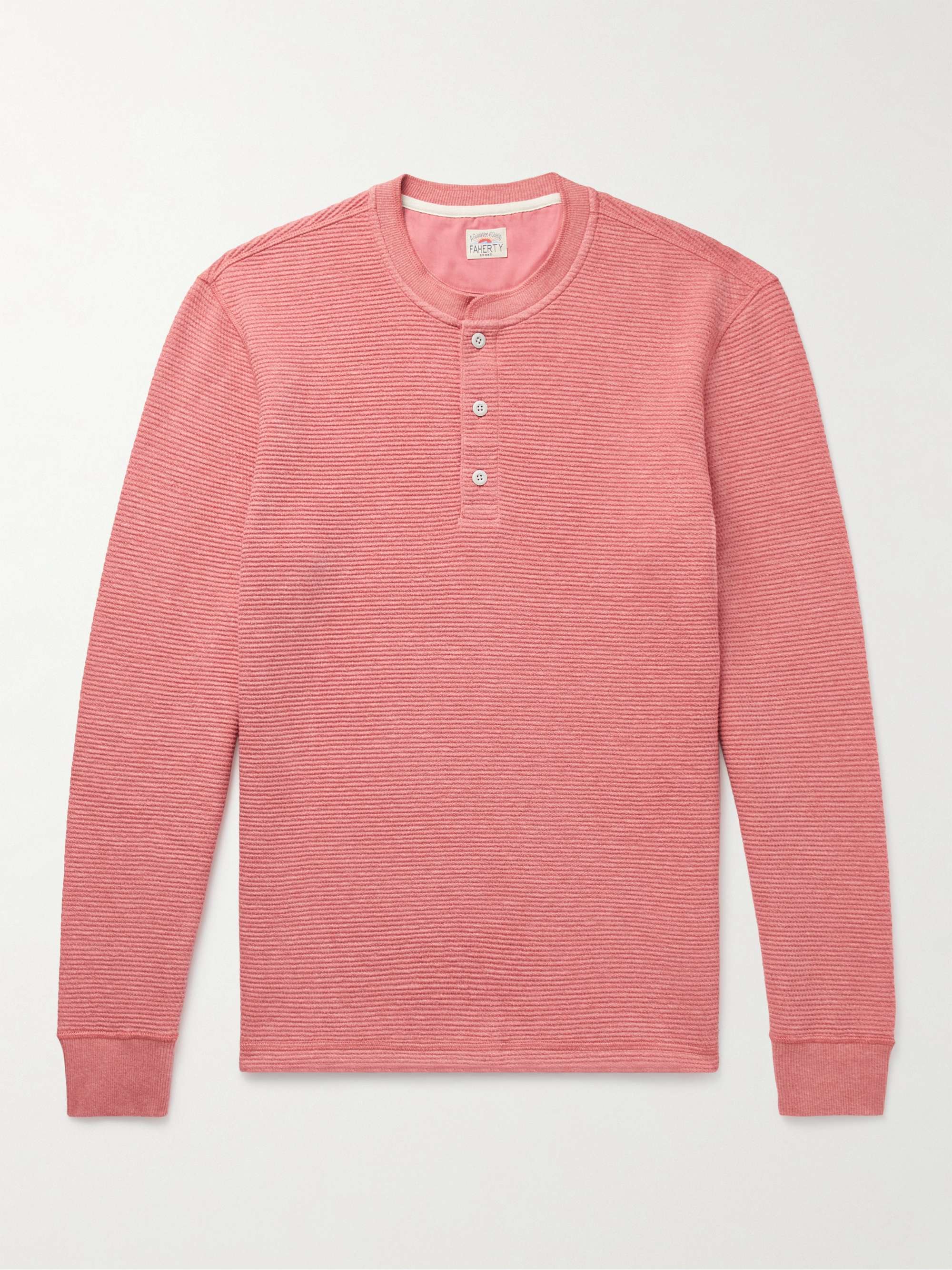 FAHERTY Surf Waffle-Knit Cotton-Blend Henley T-Shirt
