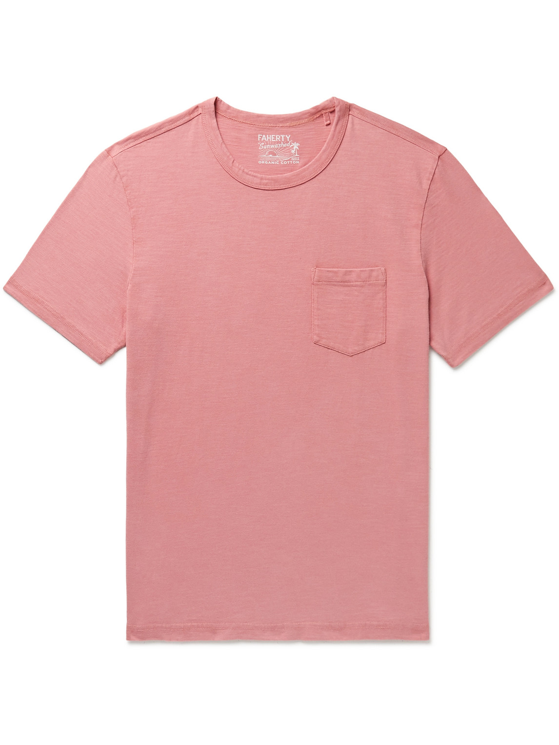 Faherty Sunwashed Organic Cotton Pocket T-shirt In Pink