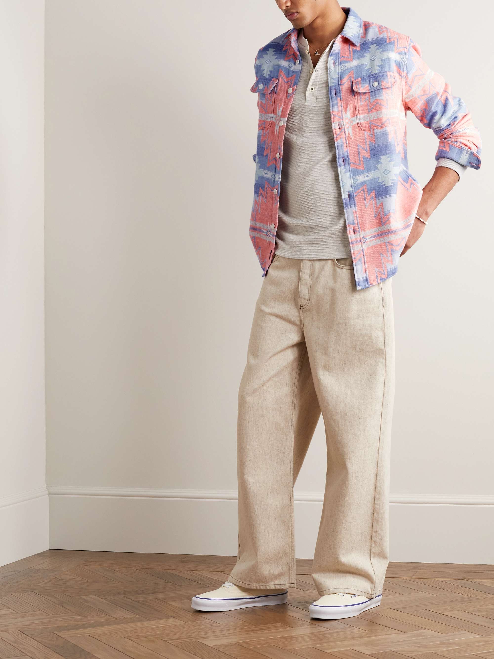 FAHERTY + Doug Good Feather Canyon Brushed Organic Cotton-Jacquard Overshirt