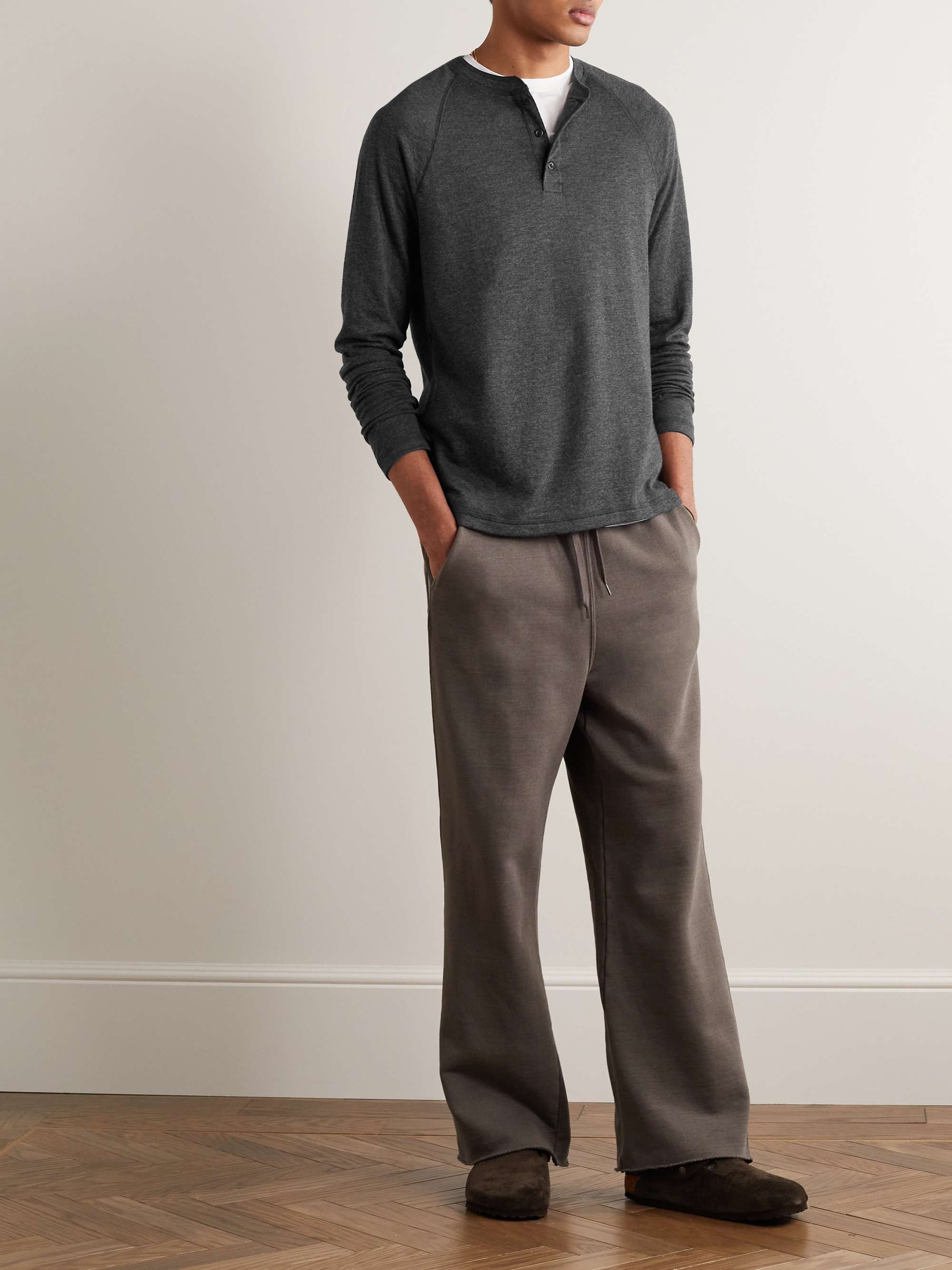 FAHERTY Pima Cotton and Modal-Blend Henley T-Shirt