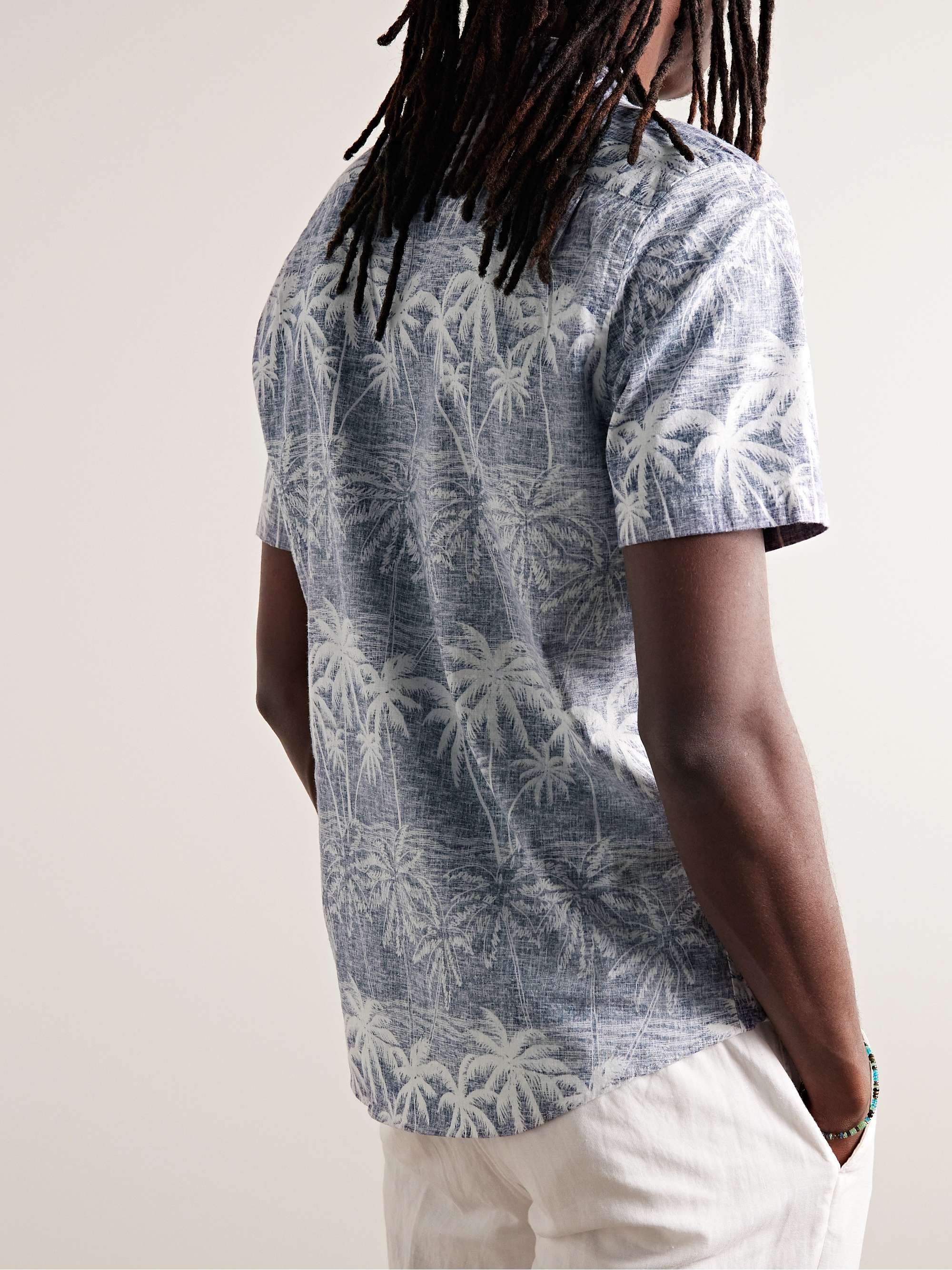 FAHERTY Breeze Button-Down Collar Pinted Hemp-Blend Shirt