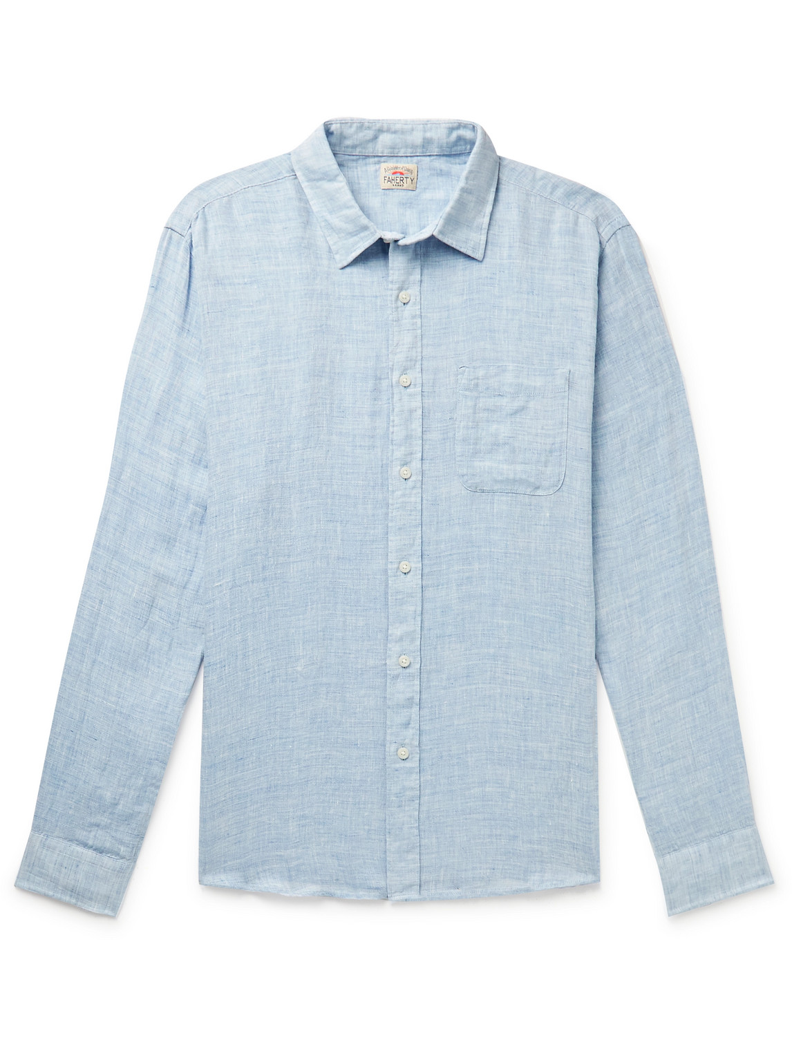 Faherty Laguna Stripe Linen Button-up Shirt In Blue