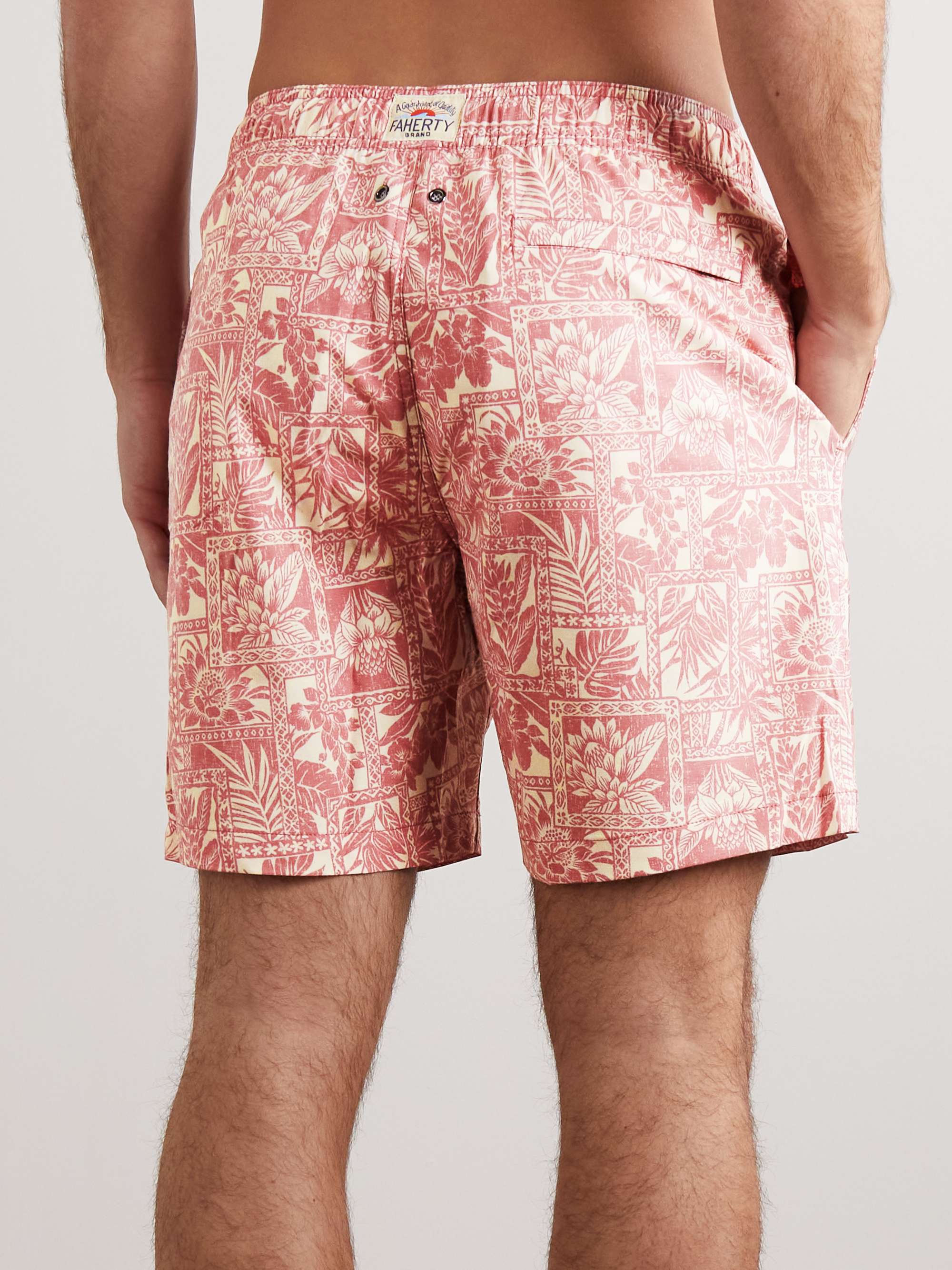 FAHERTY Beacon Straight-Leg Mid-Length Printed Recycled Swim Shorts