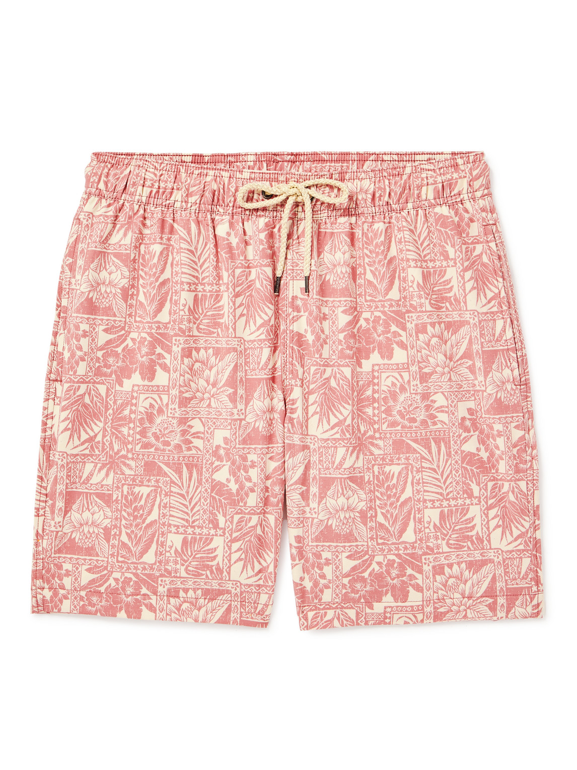 Faherty Beacon 7 Tropical Floral Swim Shorts In Coral Tile Print