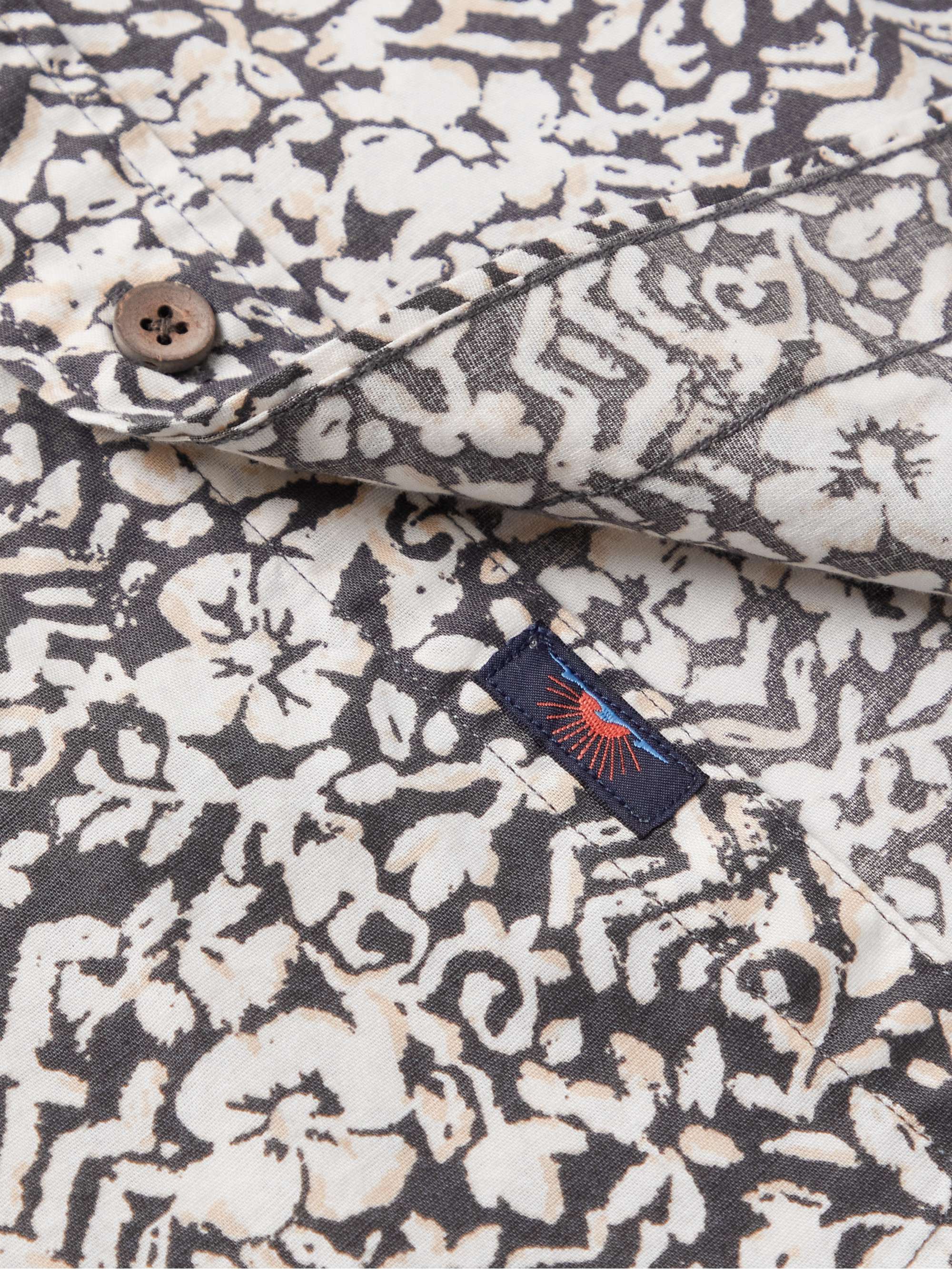 FAHERTY Playa Button-Down Collar Floral-Print Organic Cotton-Blend Shirt