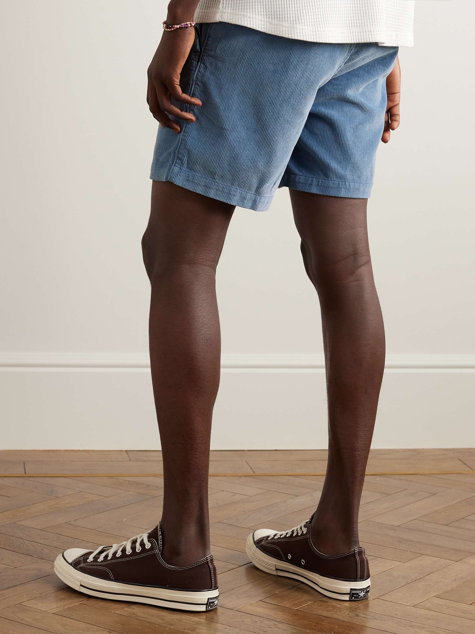 FAHERTY Straight-Leg Stretch-Organic Cotton Corduroy Drawstring Shorts
