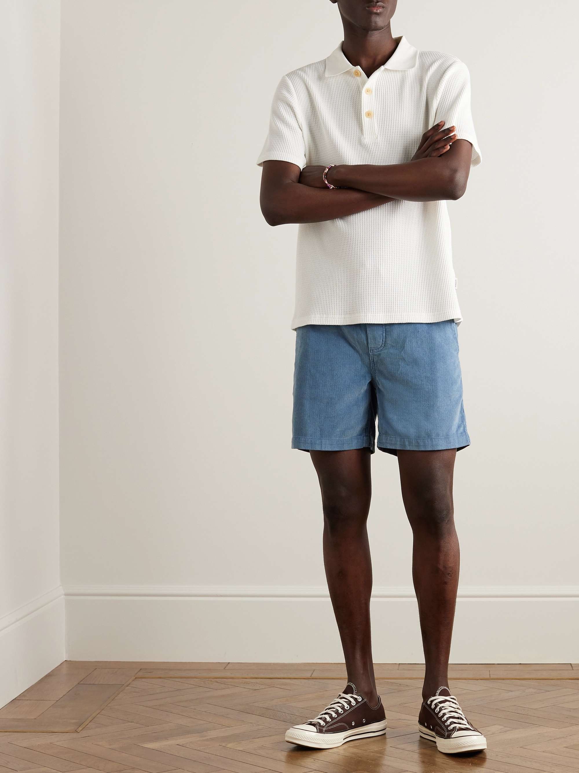 FAHERTY Straight-Leg Stretch-Organic Cotton Corduroy Drawstring Shorts