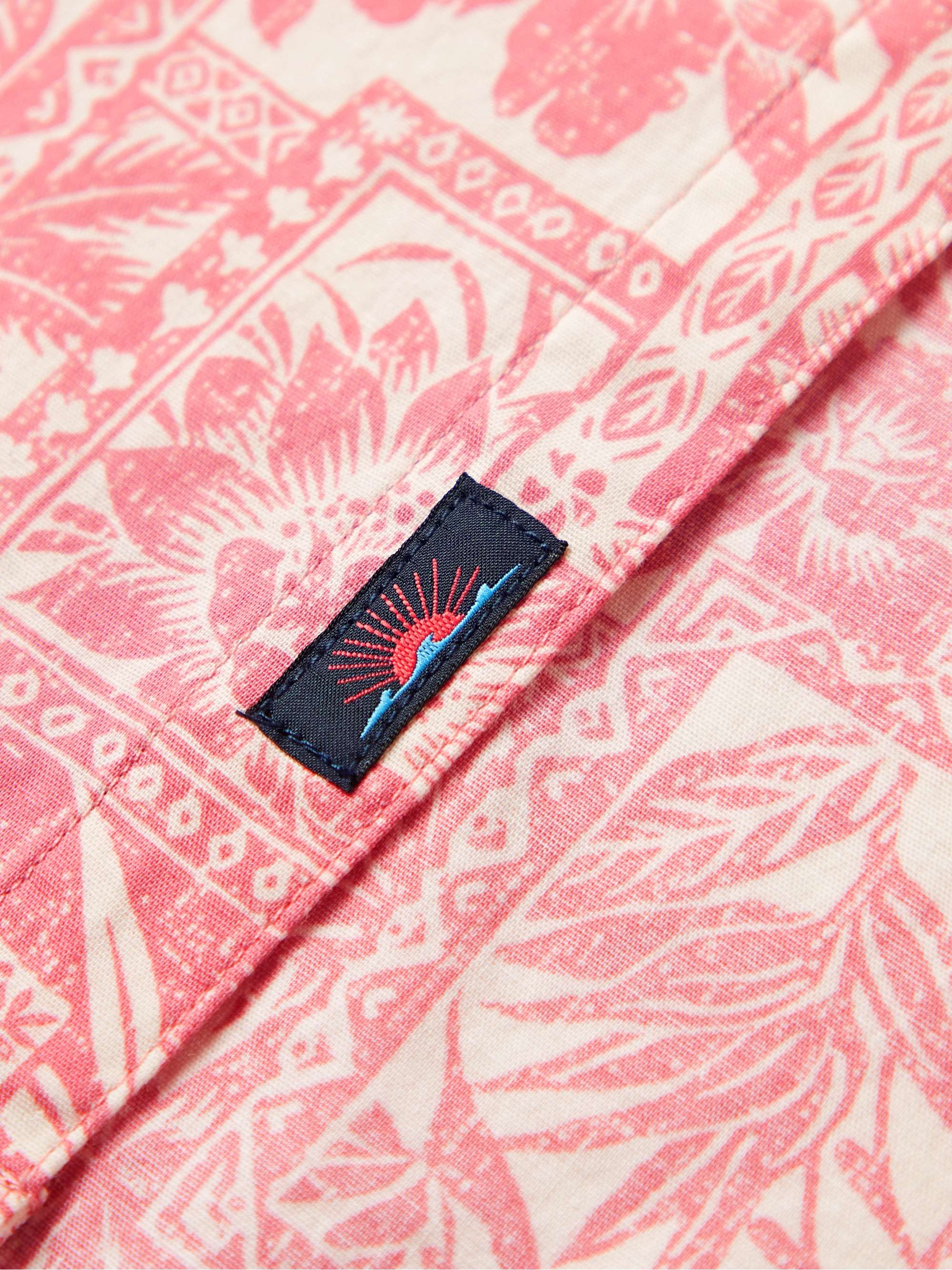FAHERTY Playa Button-Down Collar Floral-Print Organic Cotton-Blend Shirt