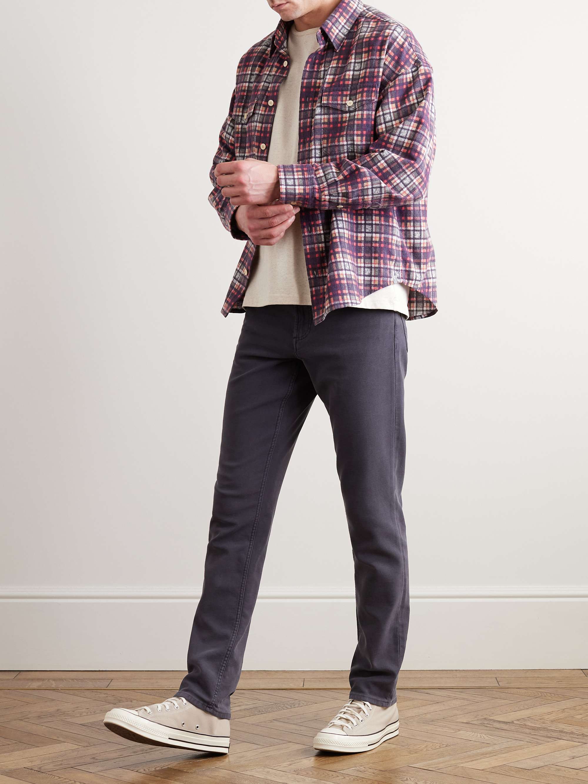 FAHERTY Slim-Fit Stretch Cotton-Blend Trousers