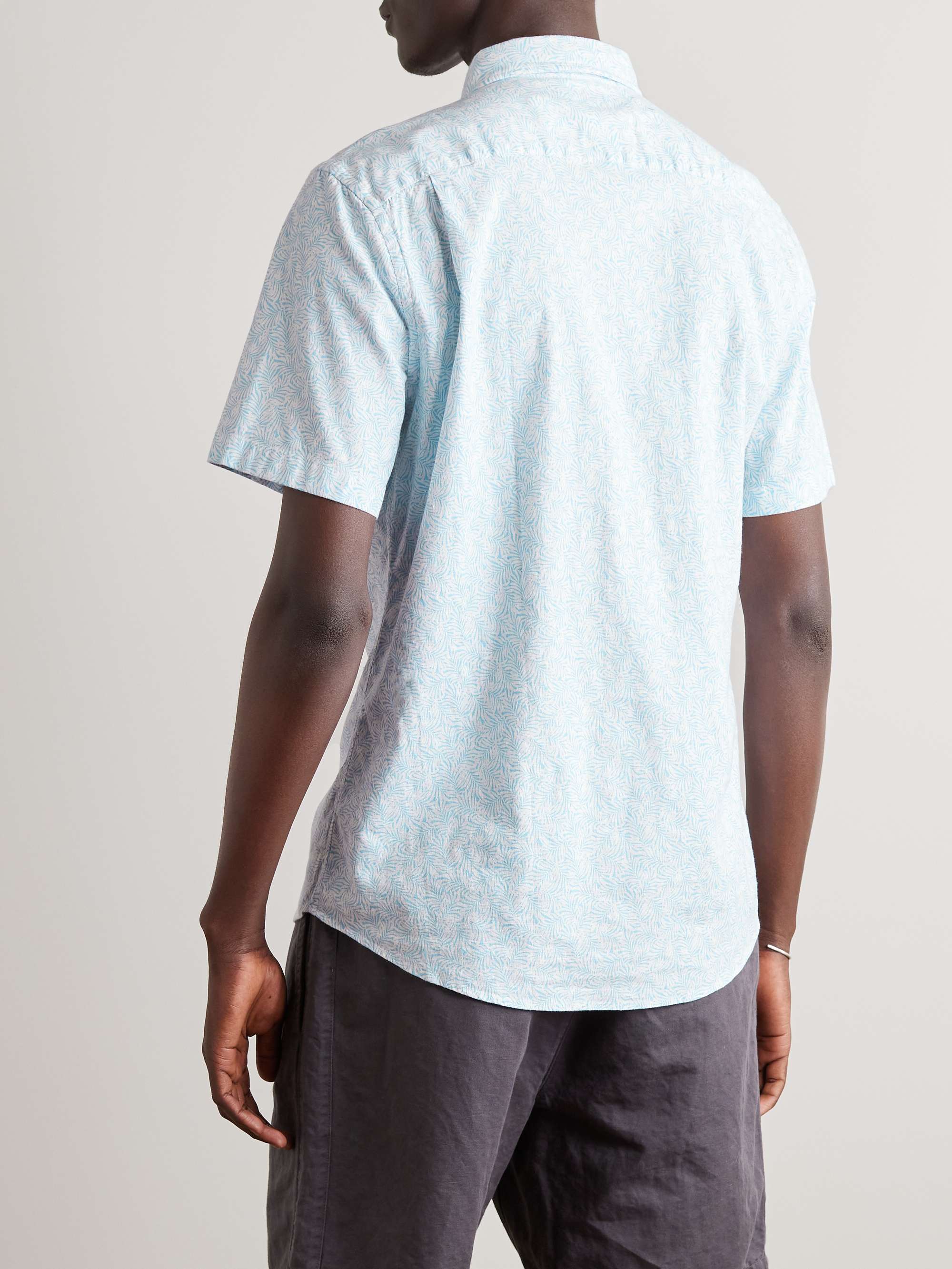 FAHERTY Breeze Button-Down Collar Printed Hemp-Blend Shirt