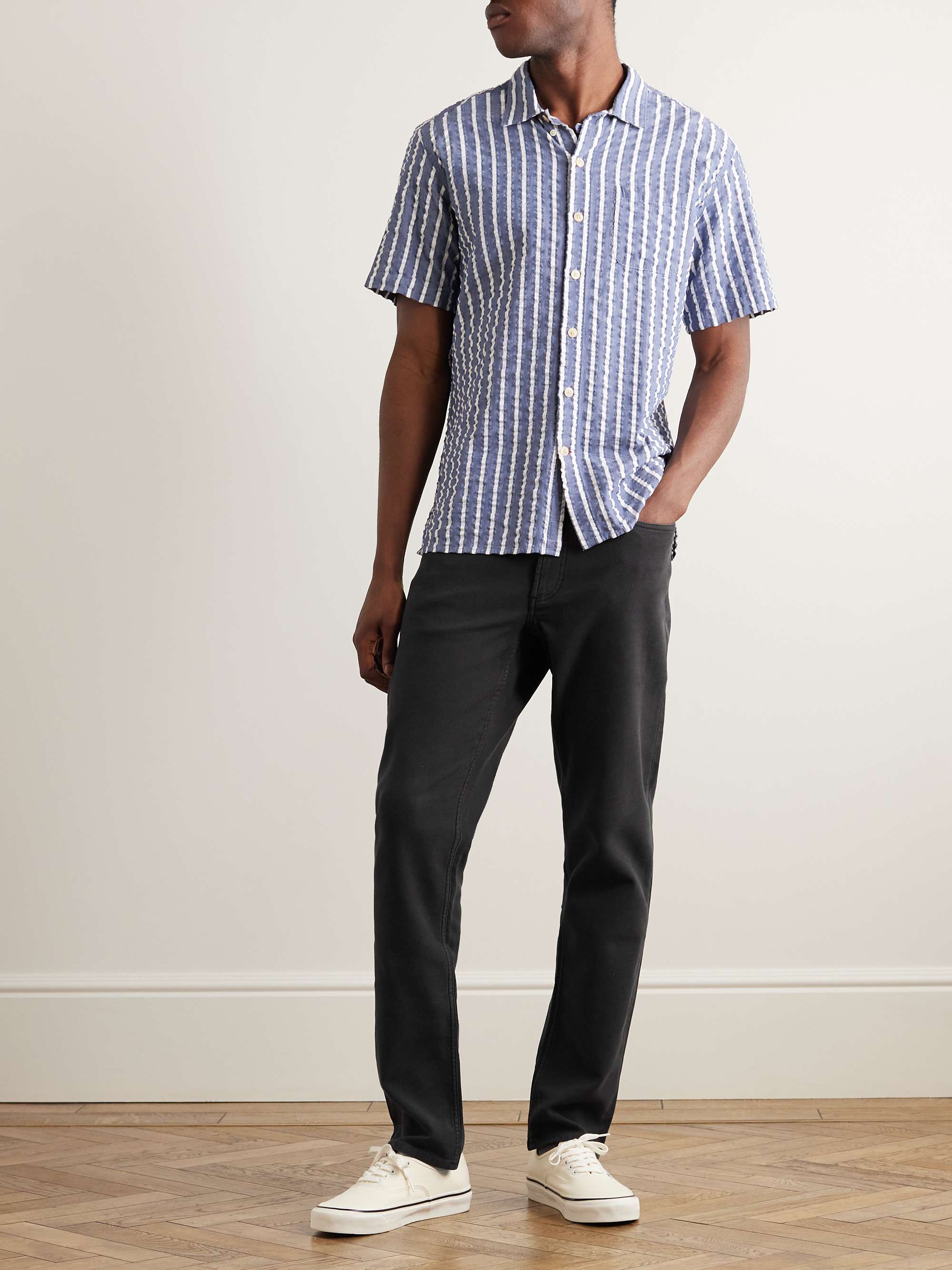 FAHERTY Slim-Fit Stretch Cotton-Blend Trousers