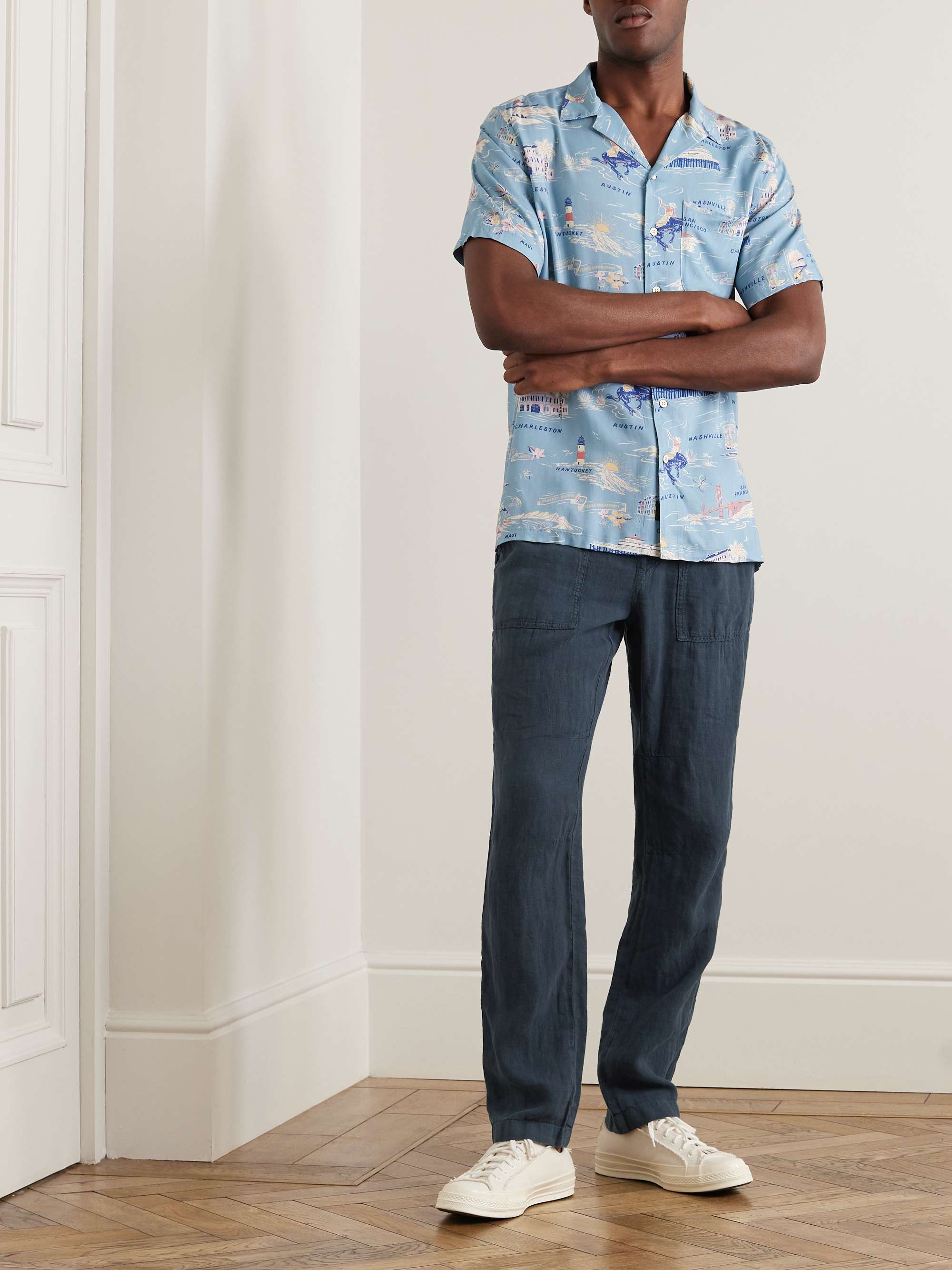 FAHERTY Straight-Leg Linen Drawstring Trousers for Men | MR PORTER