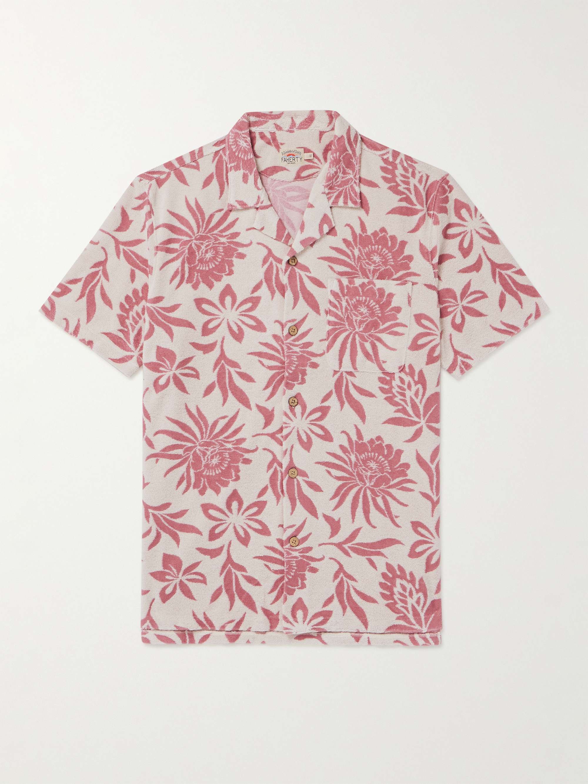 FAHERTY Cabana Camp-Collar Floral-Jacquard Cotton-Blend Terry Shirt for ...