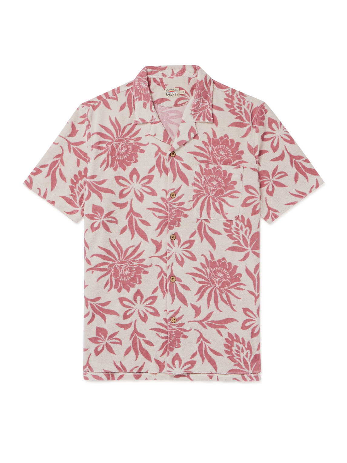 Cabana Camp-Collar Floral-Jacquard Cotton-Blend Terry Shirt