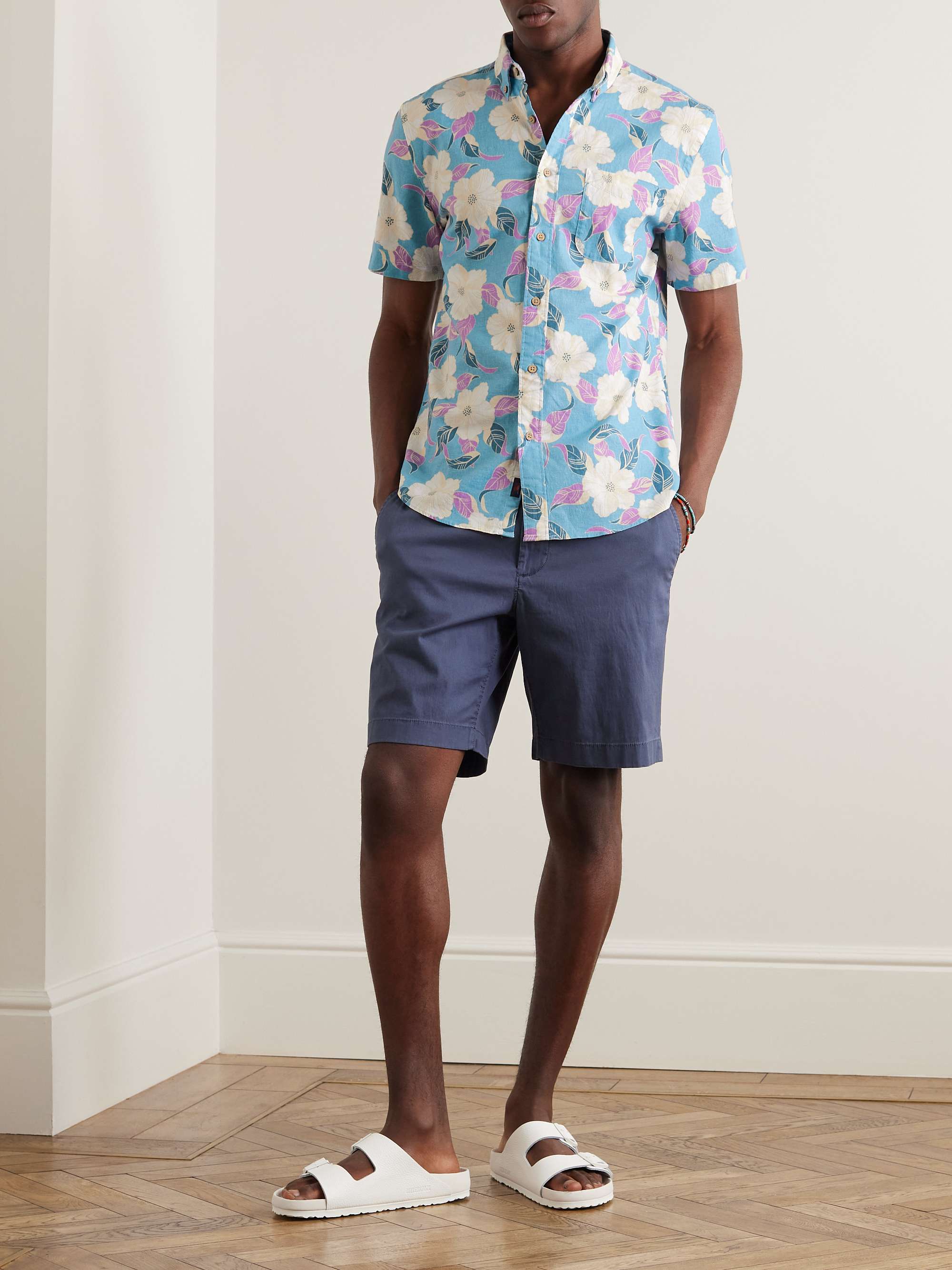 FAHERTY Breeze Button-Down Collar Floral-Print Hemp-Blend Shirt for Men ...