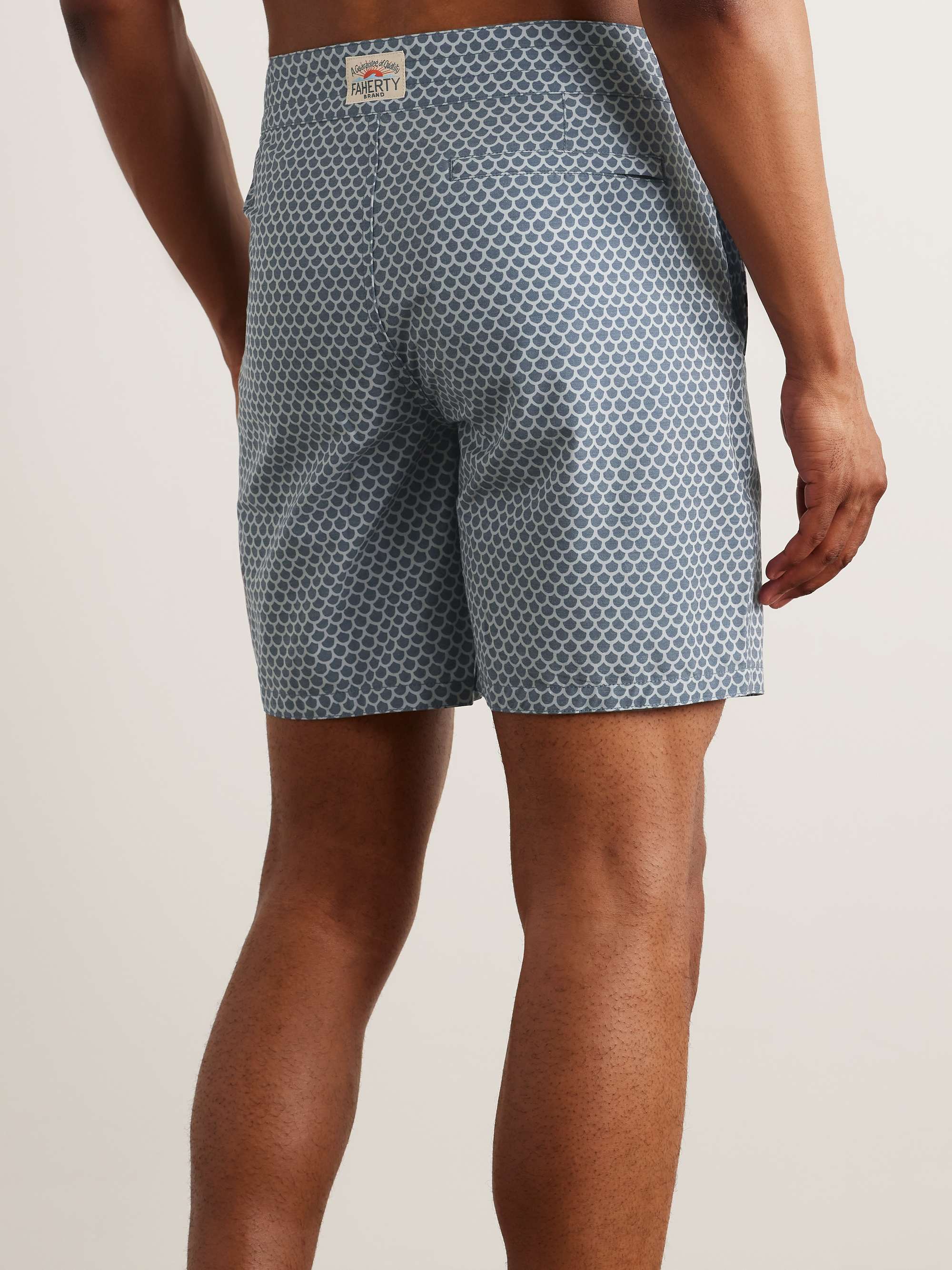 FAHERTY Straight-Leg Long-Length Printed Recycled Swim Shorts