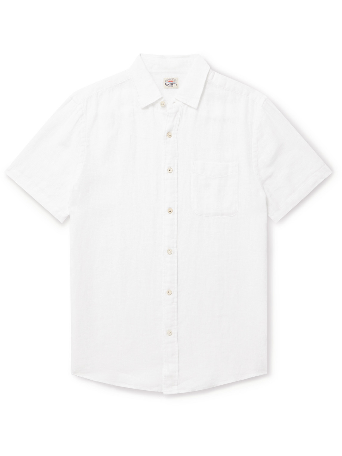Faherty Short-sleeve Linen Laguna Shirt In White