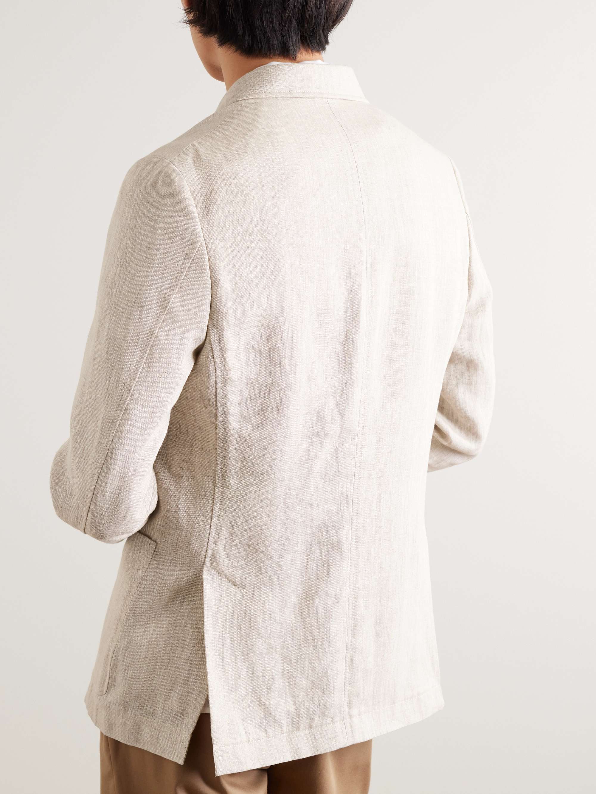 OLIVER SPENCER Double-Breasted Linen Suit Jacket
