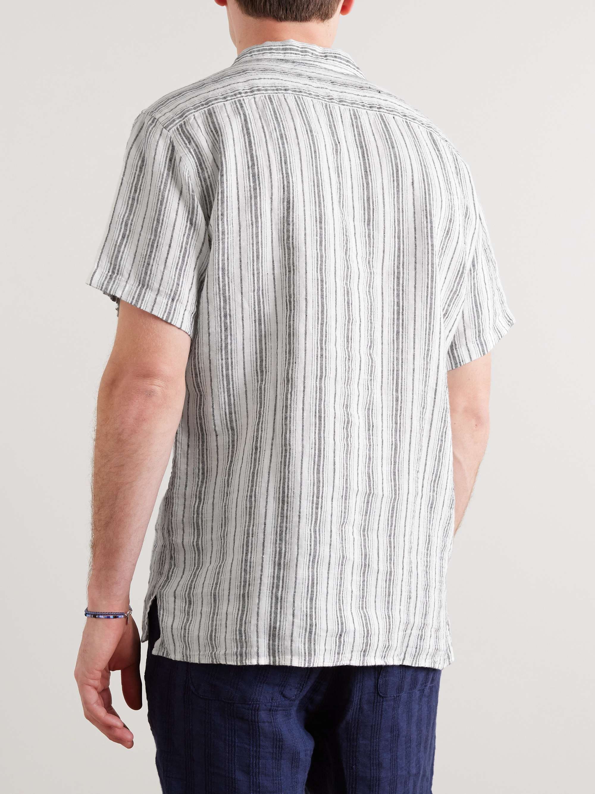 OLIVER SPENCER Havana Camp-Collar Striped Linen Shirt