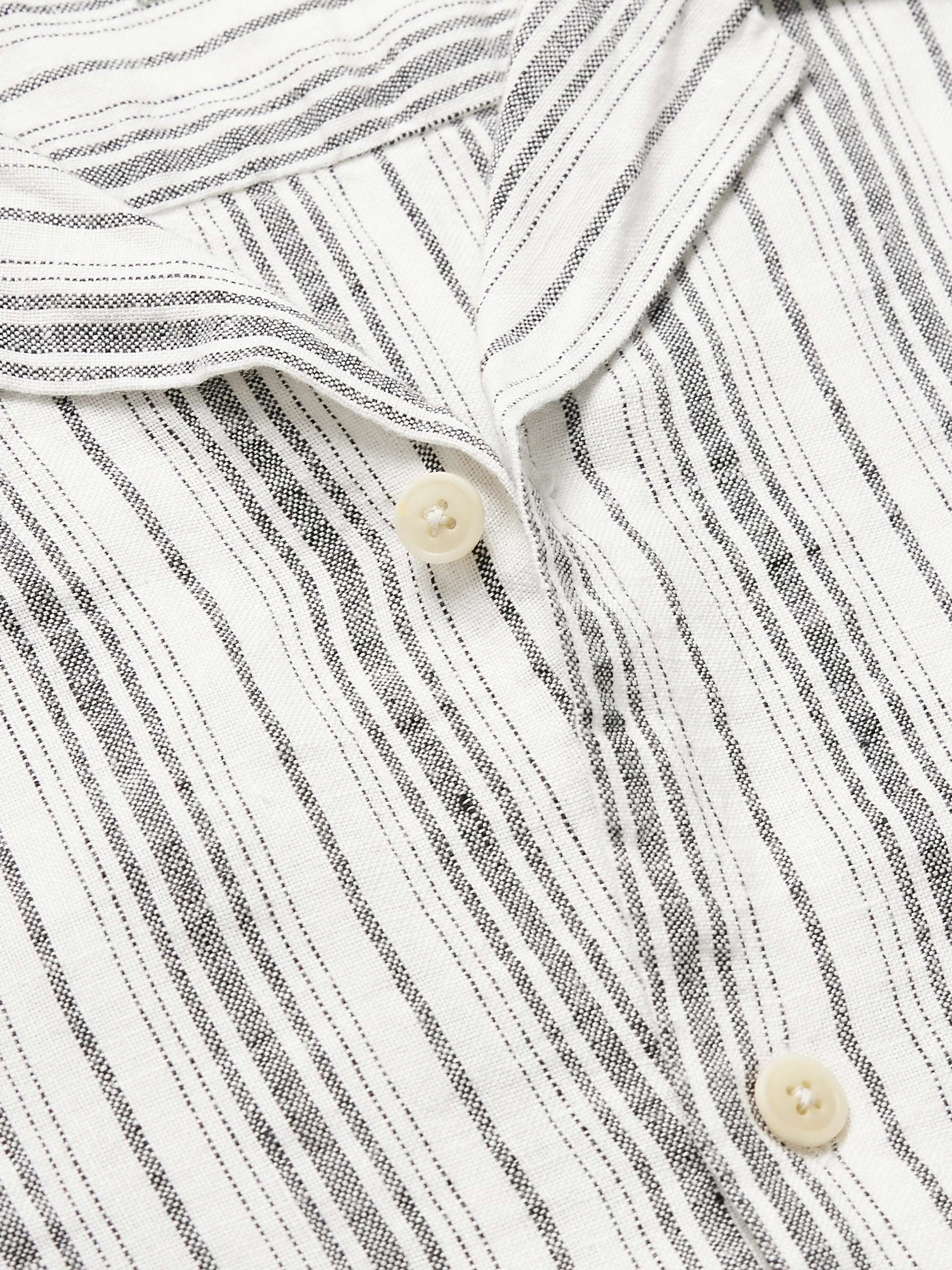 OLIVER SPENCER Havana Camp-Collar Striped Linen Shirt