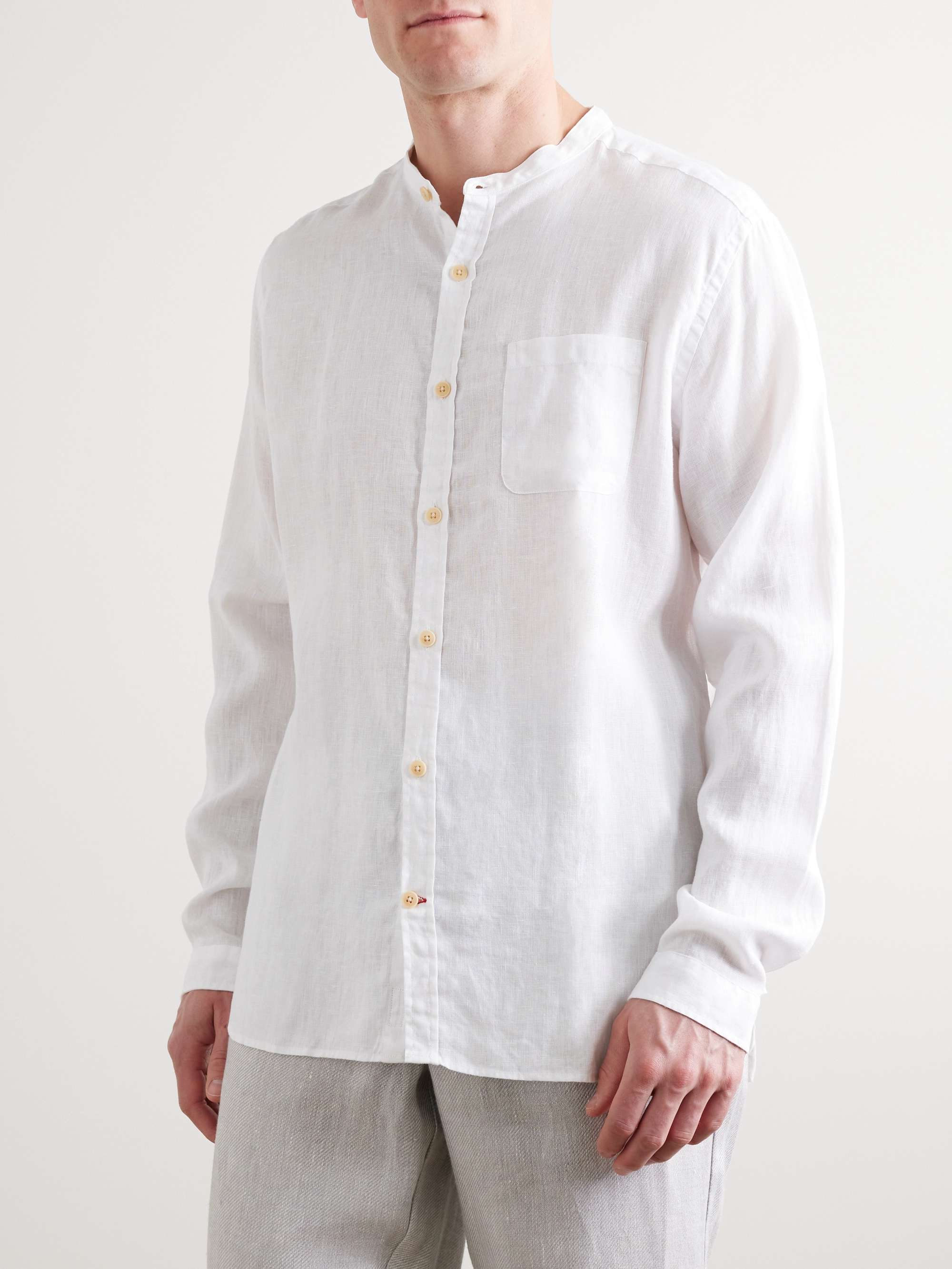 OLIVER SPENCER Grandad-Collar Linen Shirt for Men | MR PORTER