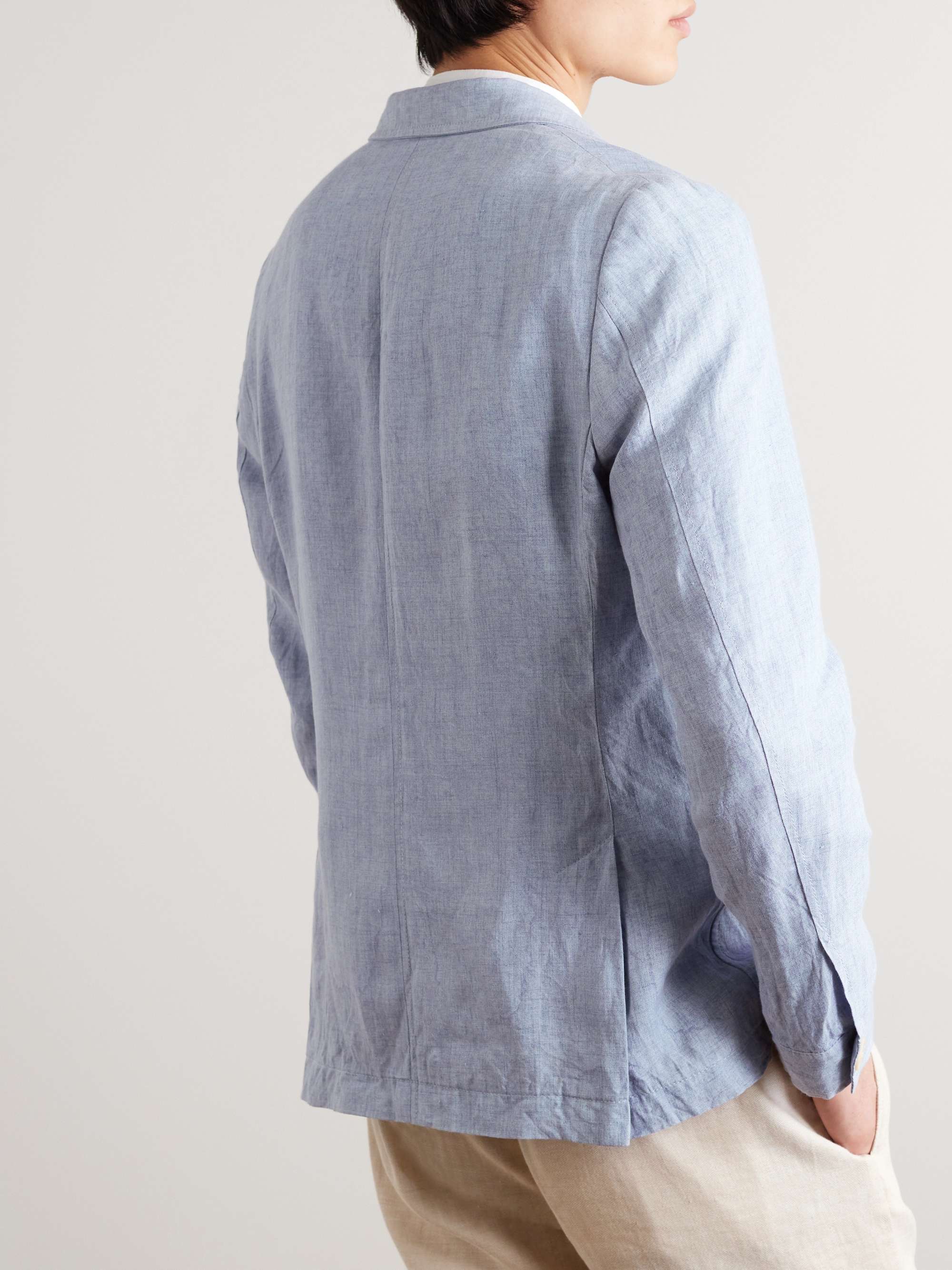 OLIVER SPENCER Double-Breasted Linen Suit Jacket