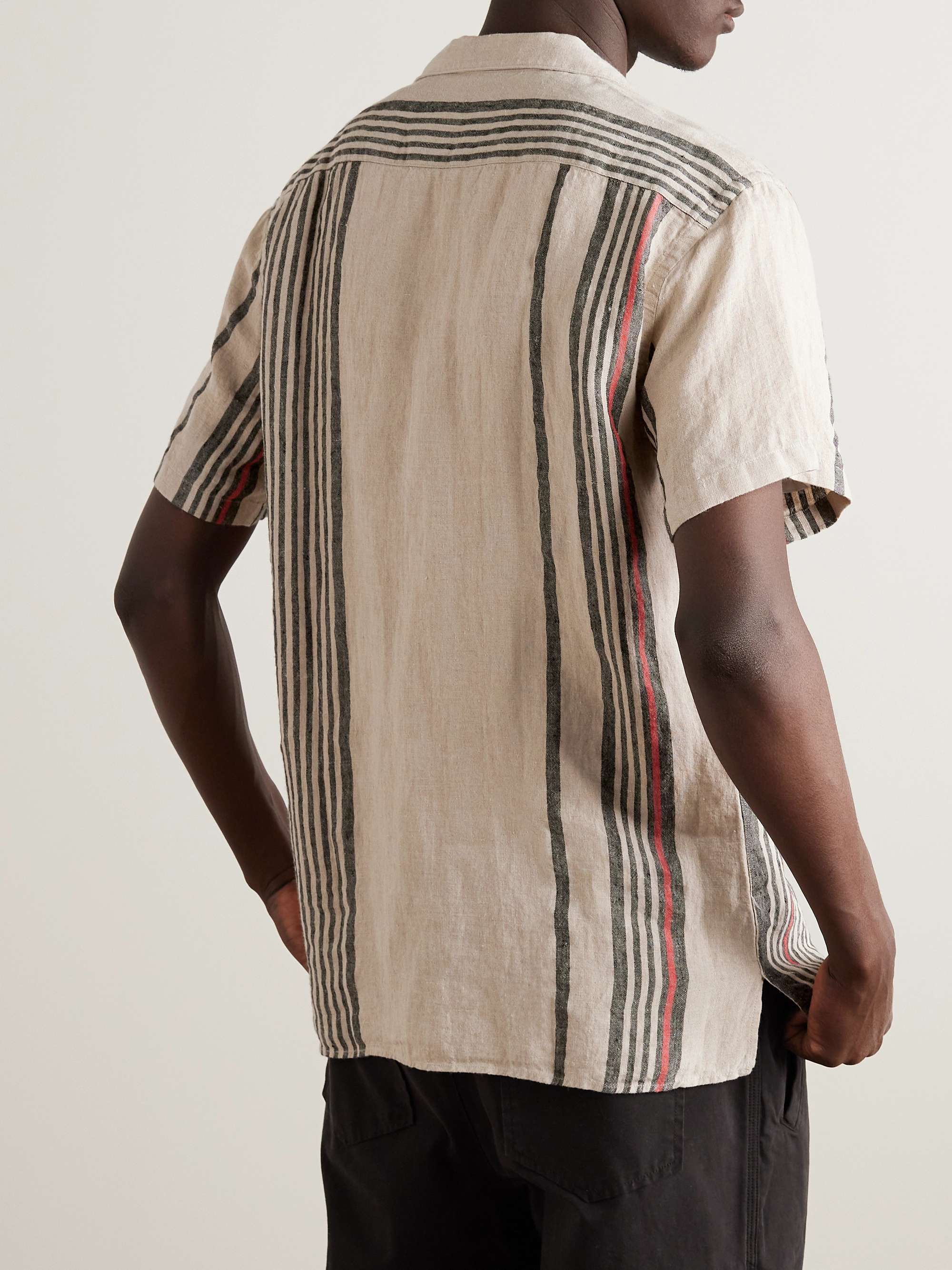 OLIVER SPENCER Havana Camp-Collar Striped Linen Shirt
