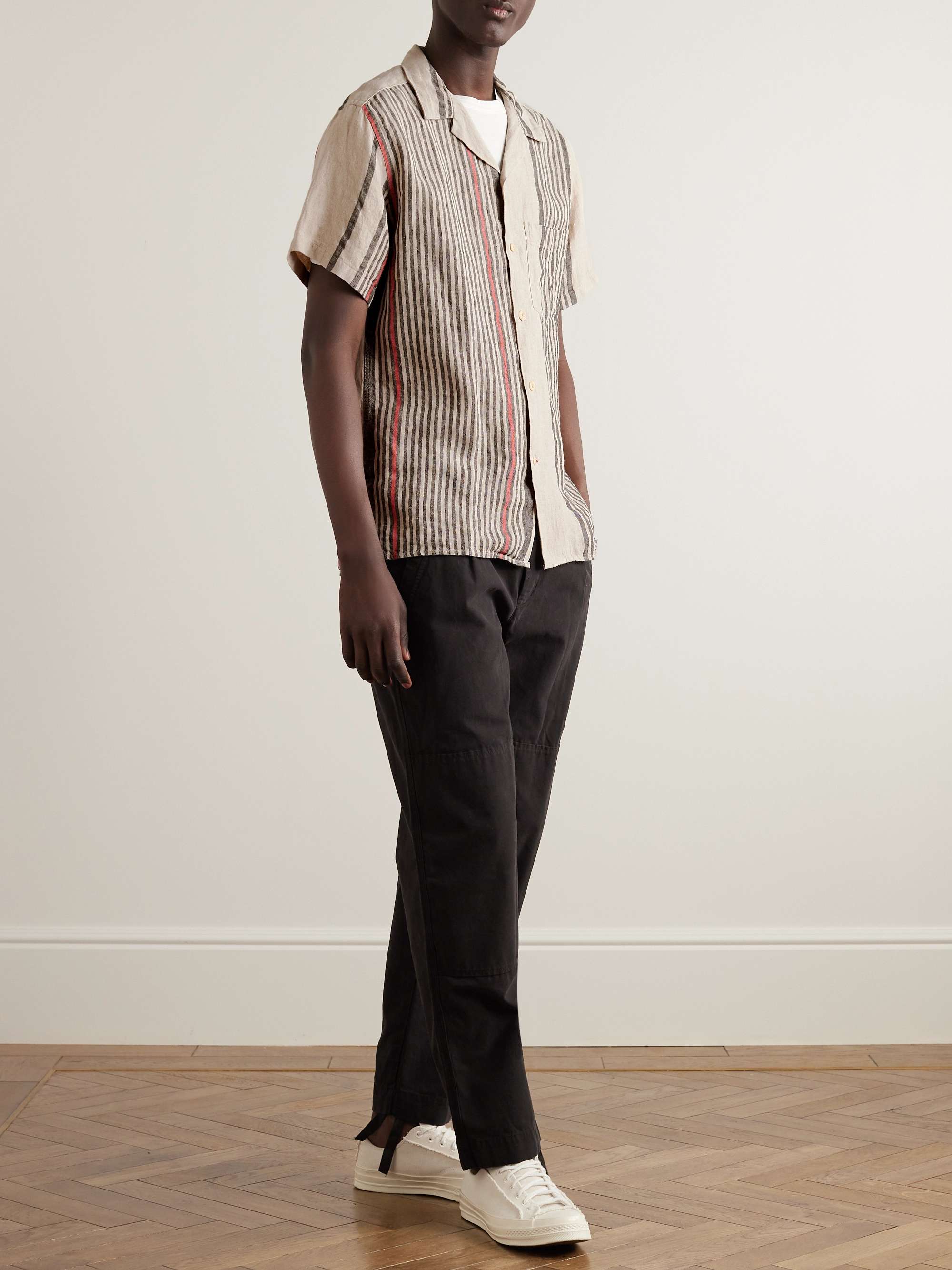 OLIVER SPENCER Havana Camp-Collar Striped Linen Shirt
