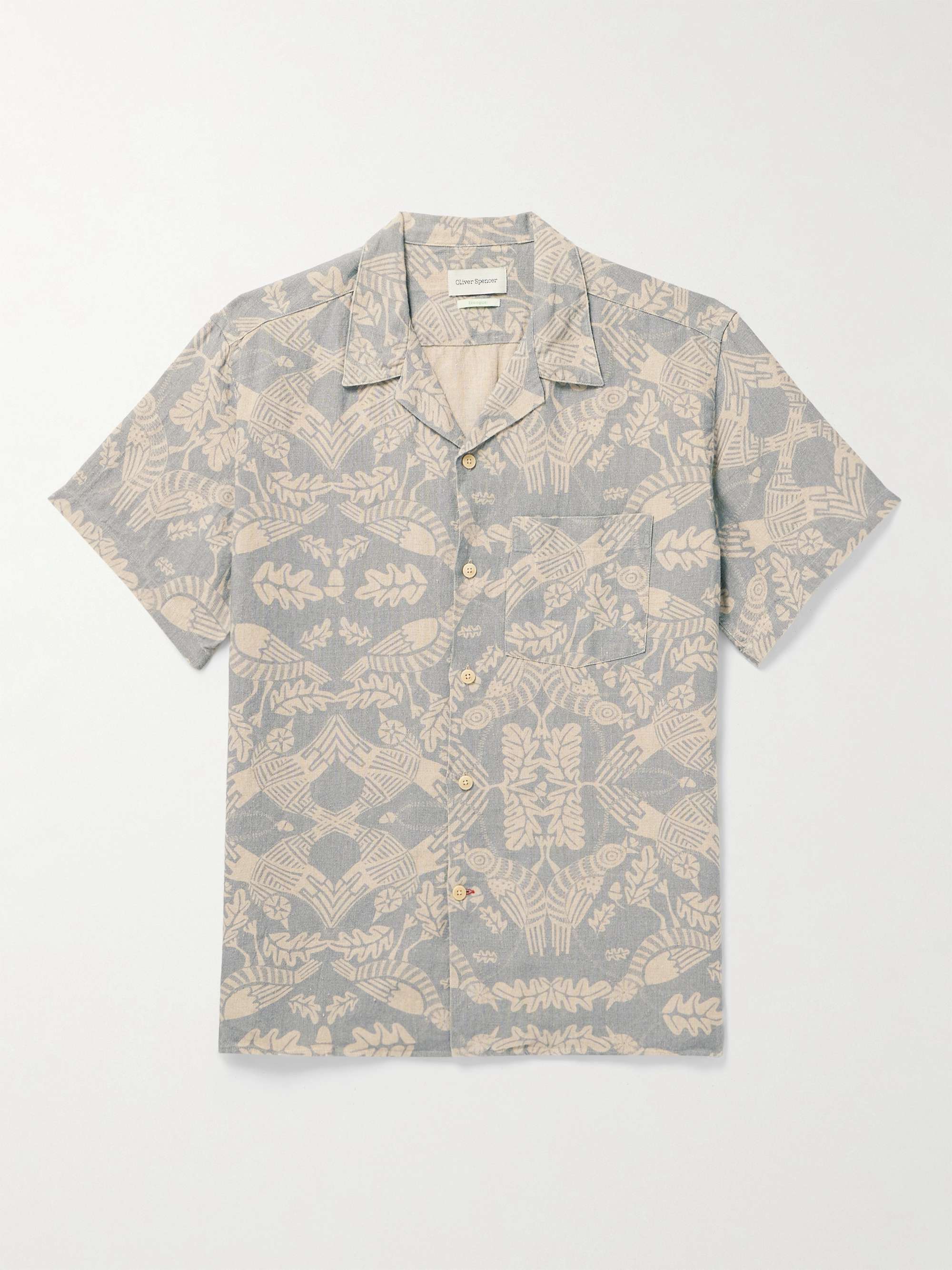 OLIVER SPENCER Havana Camp-Collar Printed Linen Shirt for Men | MR PORTER