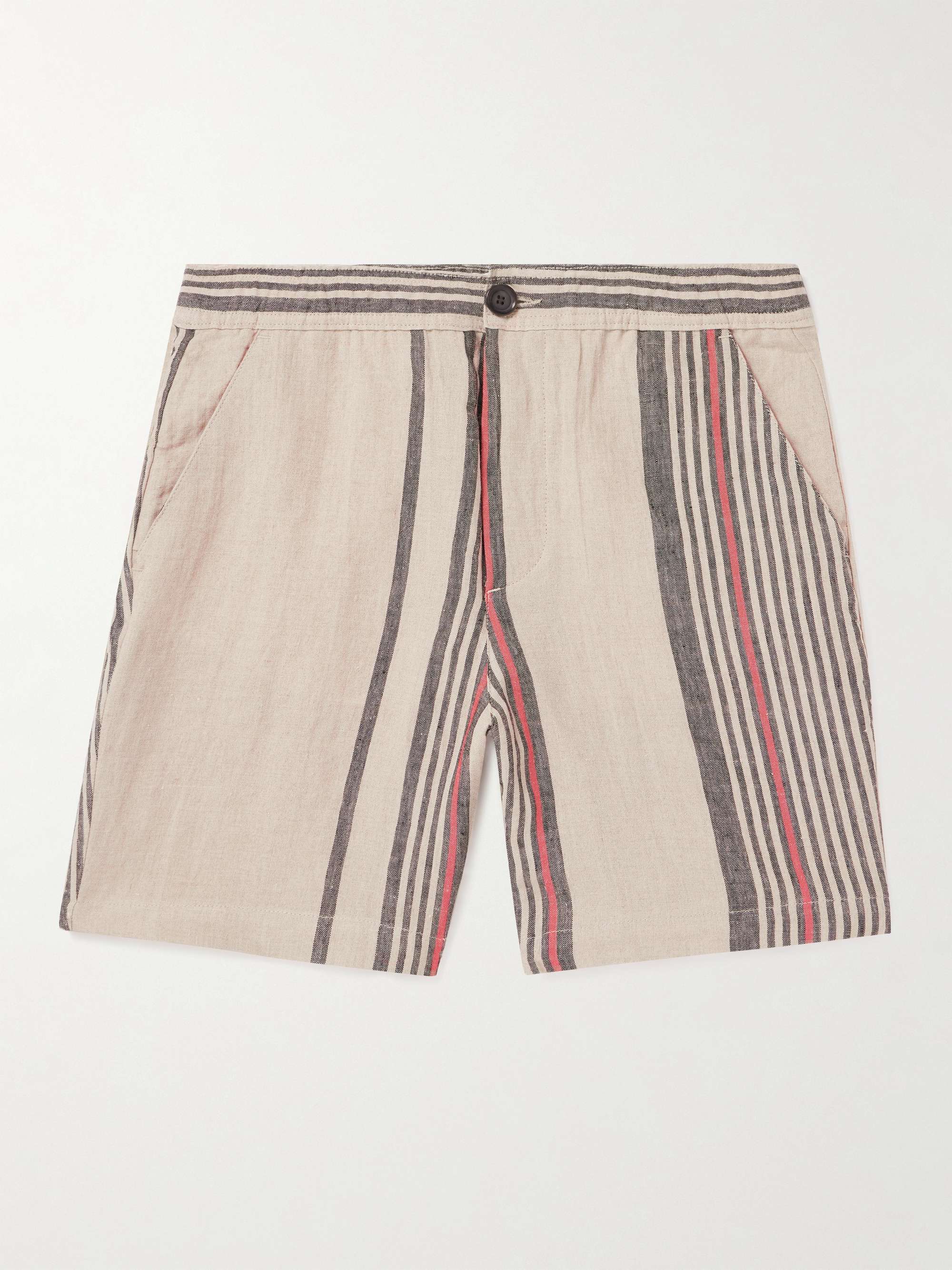 OLIVER SPENCER Osborne Straight-Leg Striped Linen Shorts for Men | MR ...
