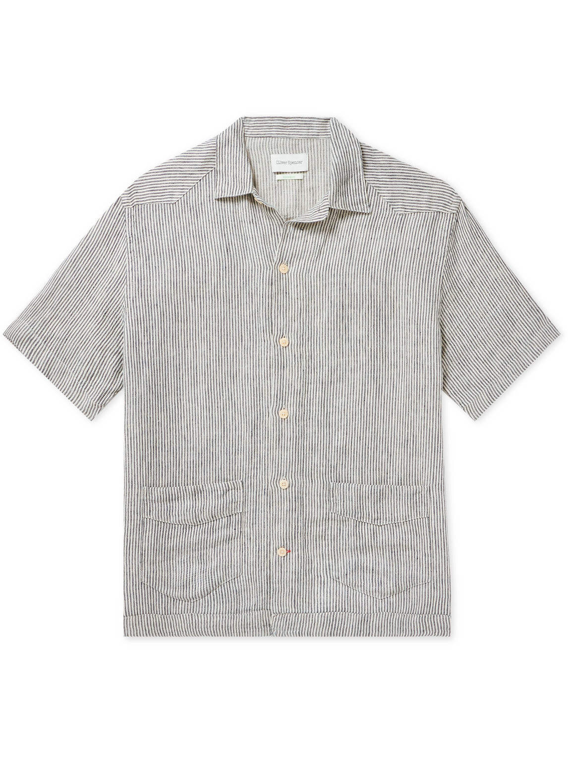 Oliver Spencer - Cuban Striped Linen-Twill Shirt - Men - Blue - S