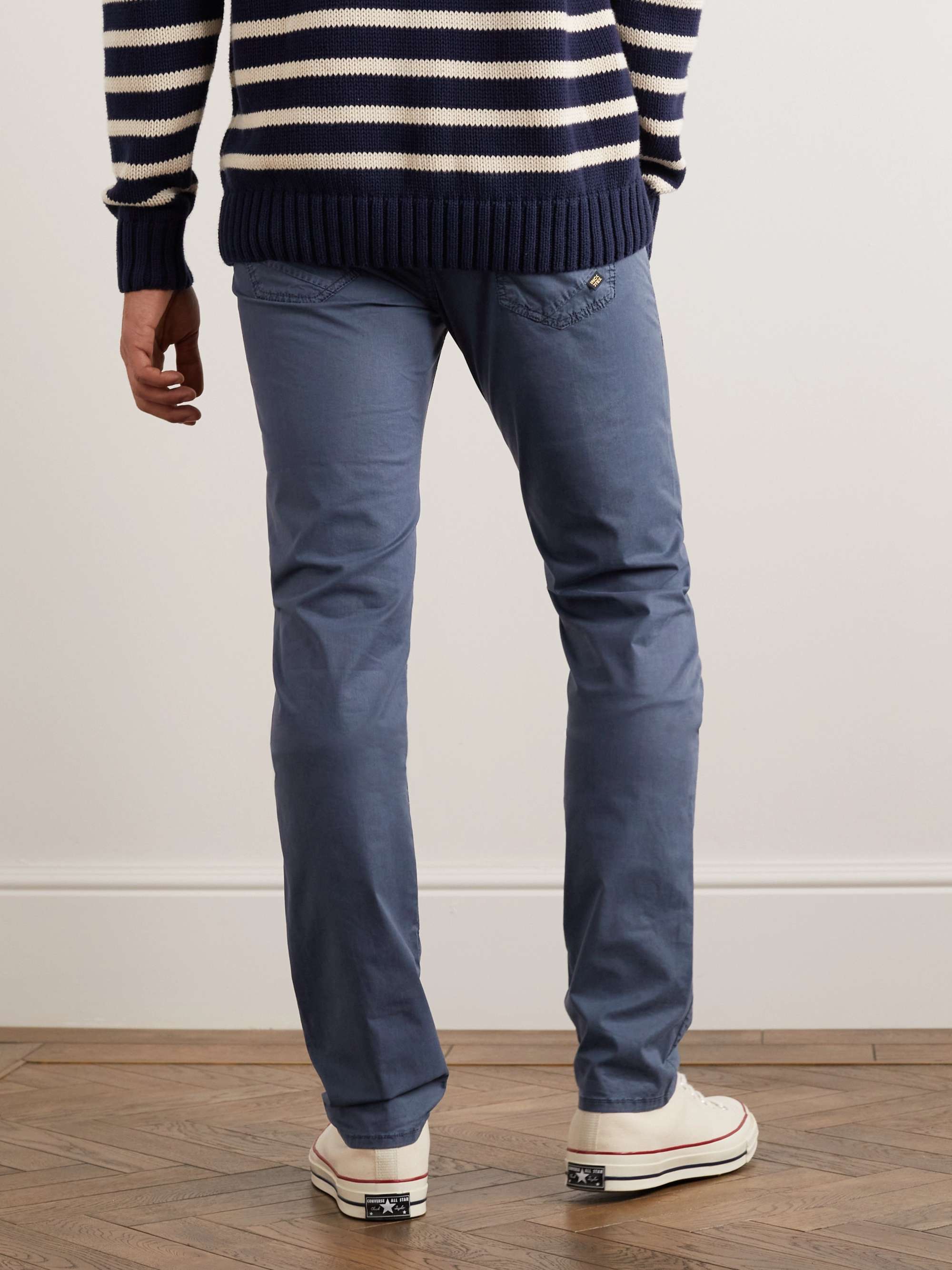 INCOTEX Straight-Leg Stretch Lyocell and Cotton-Blend Poplin Trousers