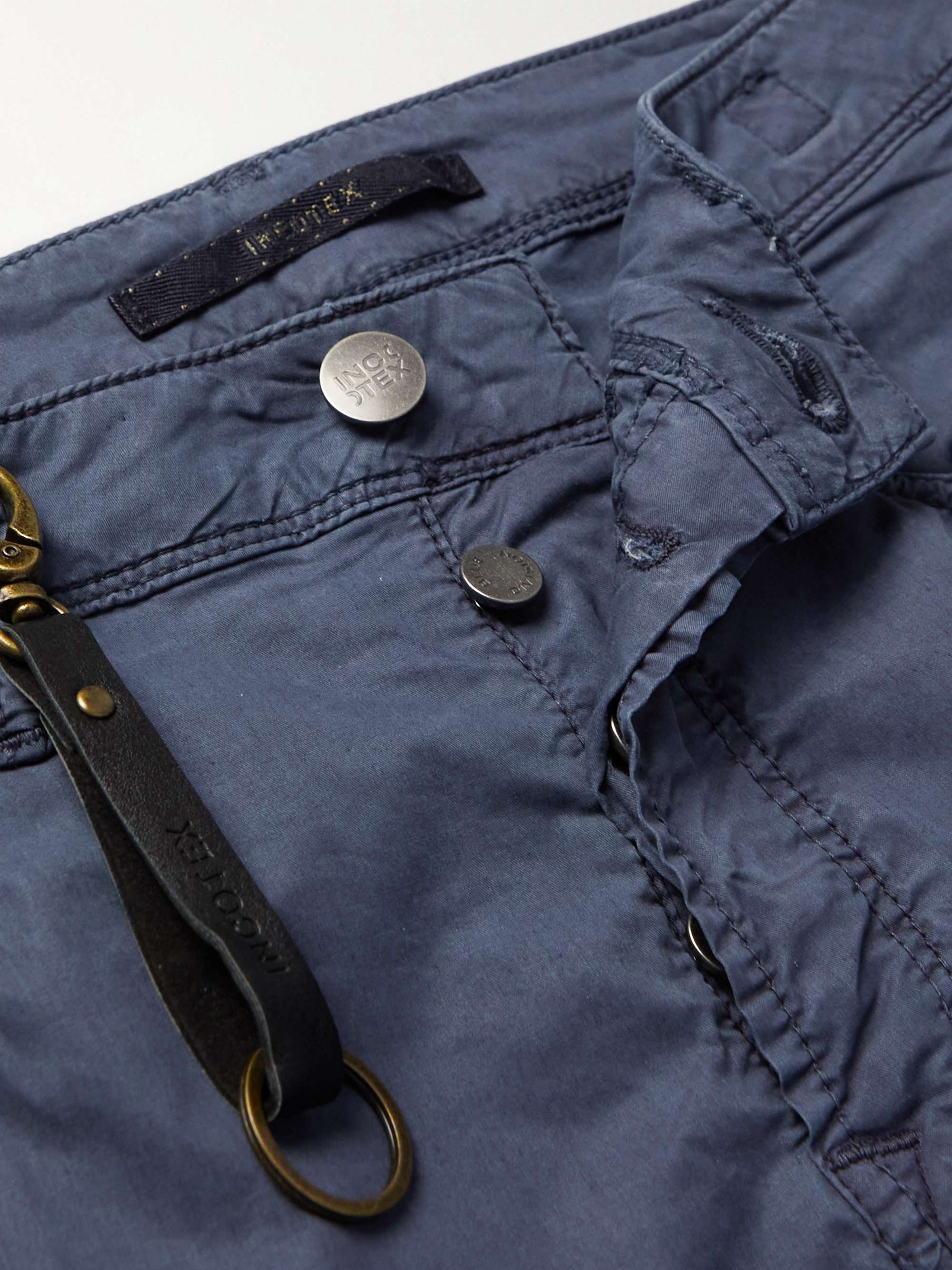 INCOTEX Straight-Leg Stretch Lyocell and Cotton-Blend Poplin Trousers