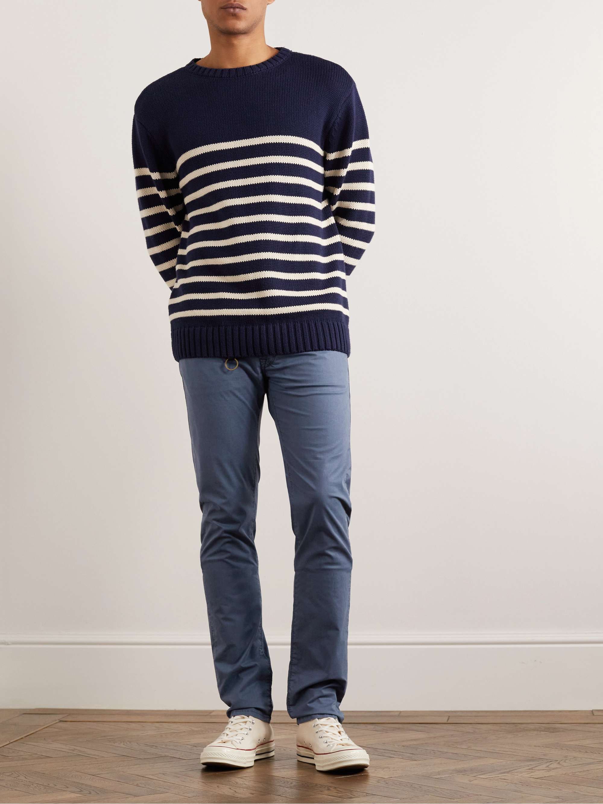 INCOTEX Straight-Leg Stretch Lyocell and Cotton-Blend Poplin Trousers