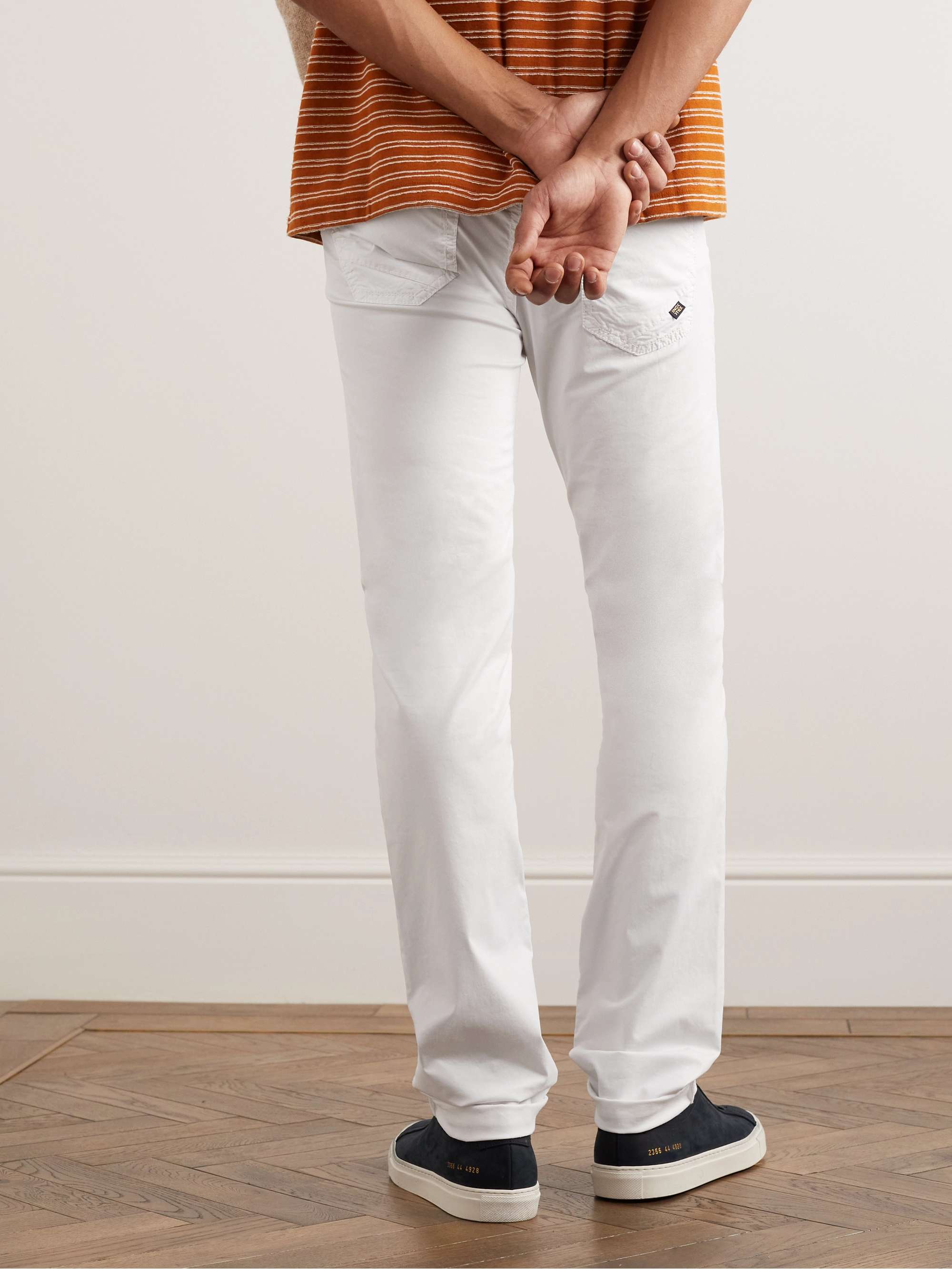 INCOTEX Straight-Leg Stretch Lyocell and Cotton-Blend Poplin Trousers