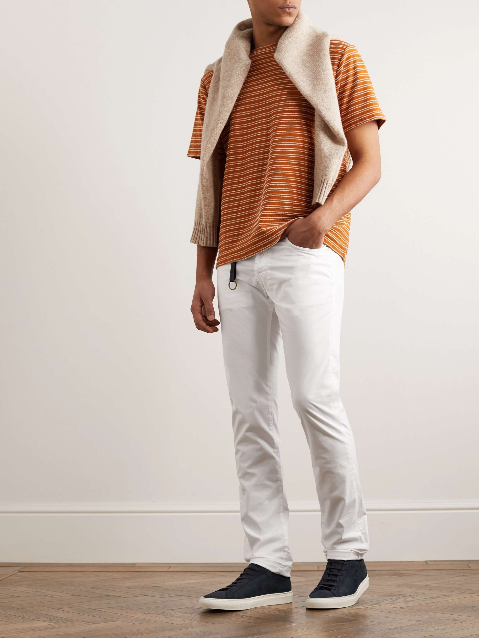 INCOTEX Straight-Leg Stretch Lyocell and Cotton-Blend Poplin Trousers