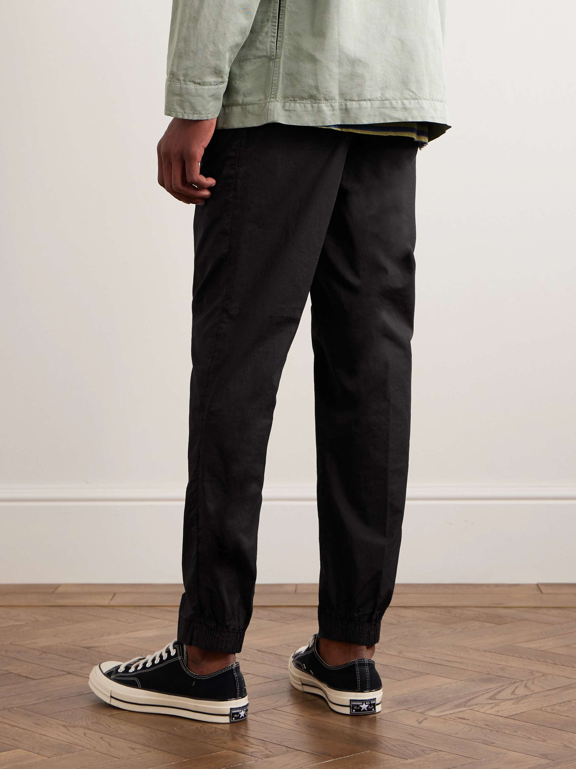 INCOTEX Tapered Pleated Stretch-Cotton Gabardine Trousers