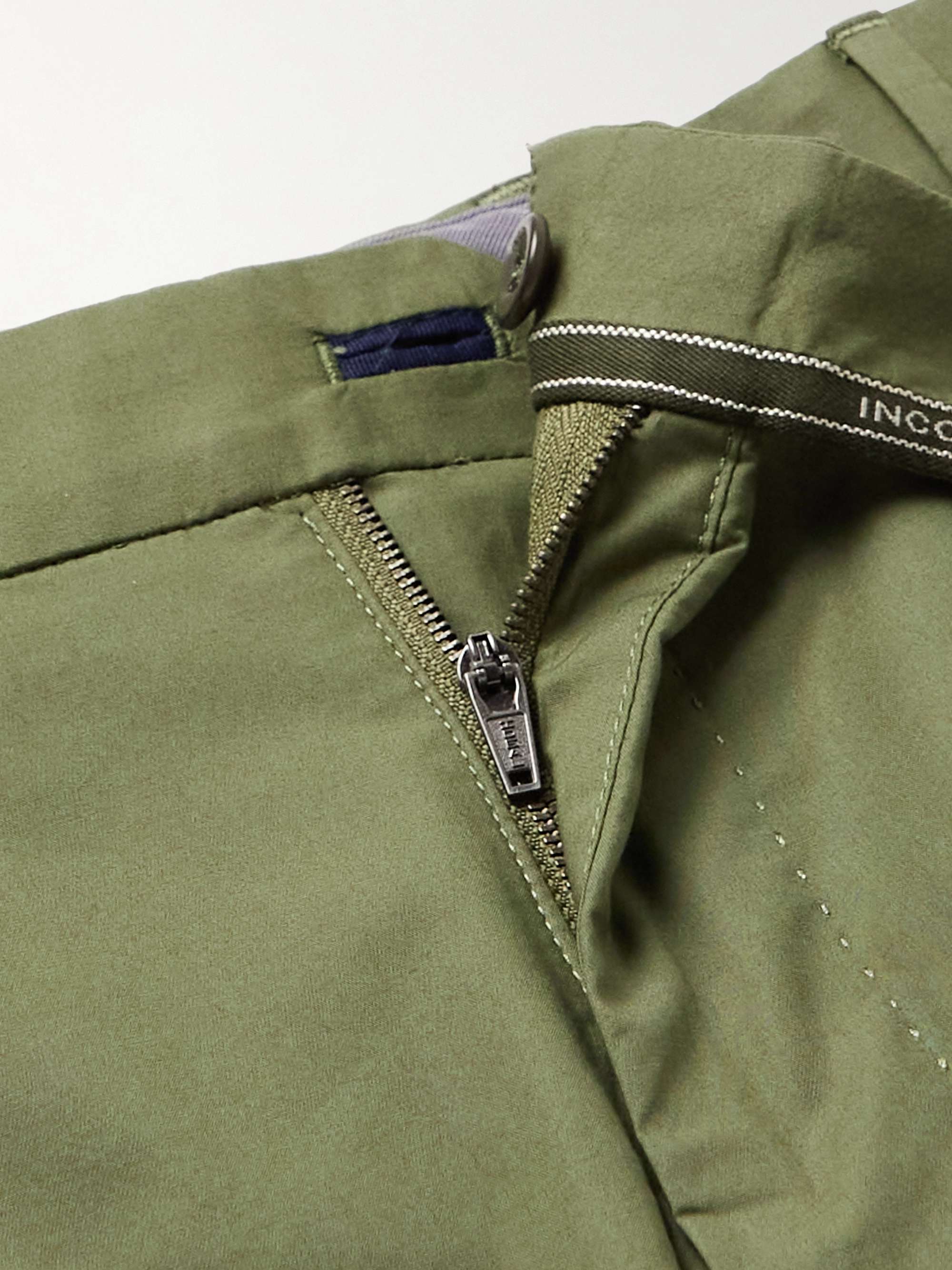INCOTEX Slim-Fit Stretch-Cotton Poplin Trousers