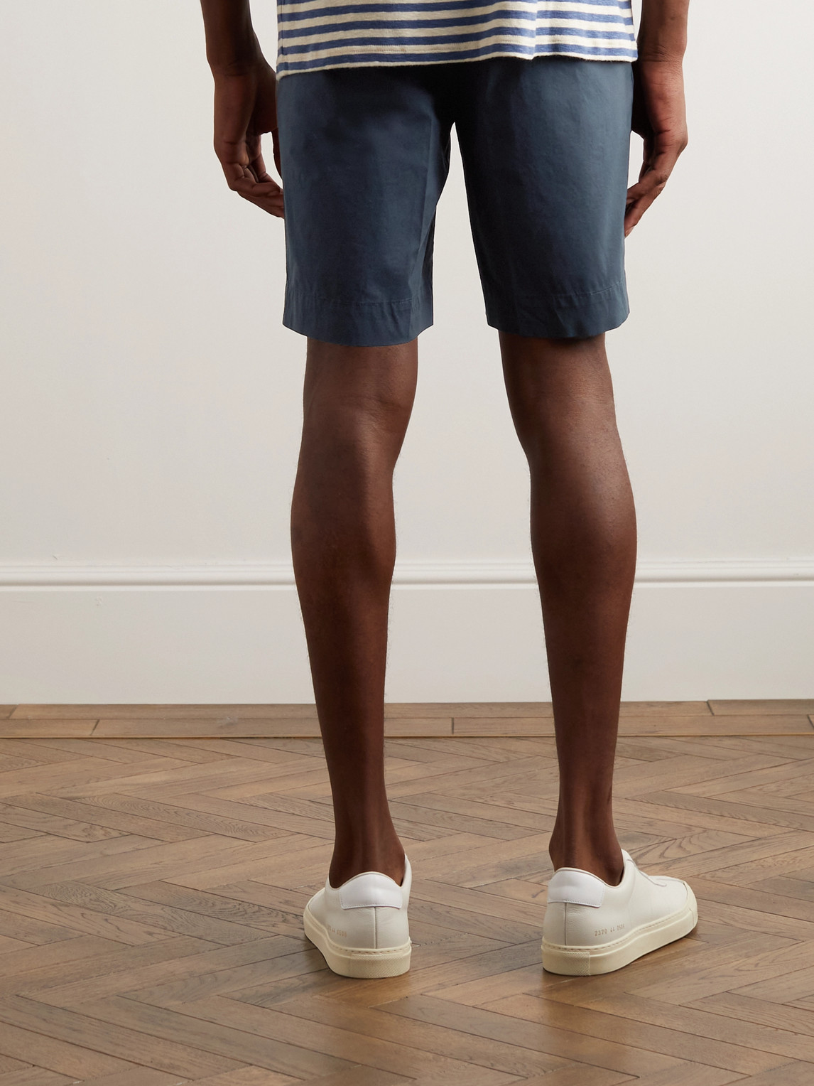 Shop Incotex Slim-fit Stretch-cotton Poplin Bermuda Shorts In Blue