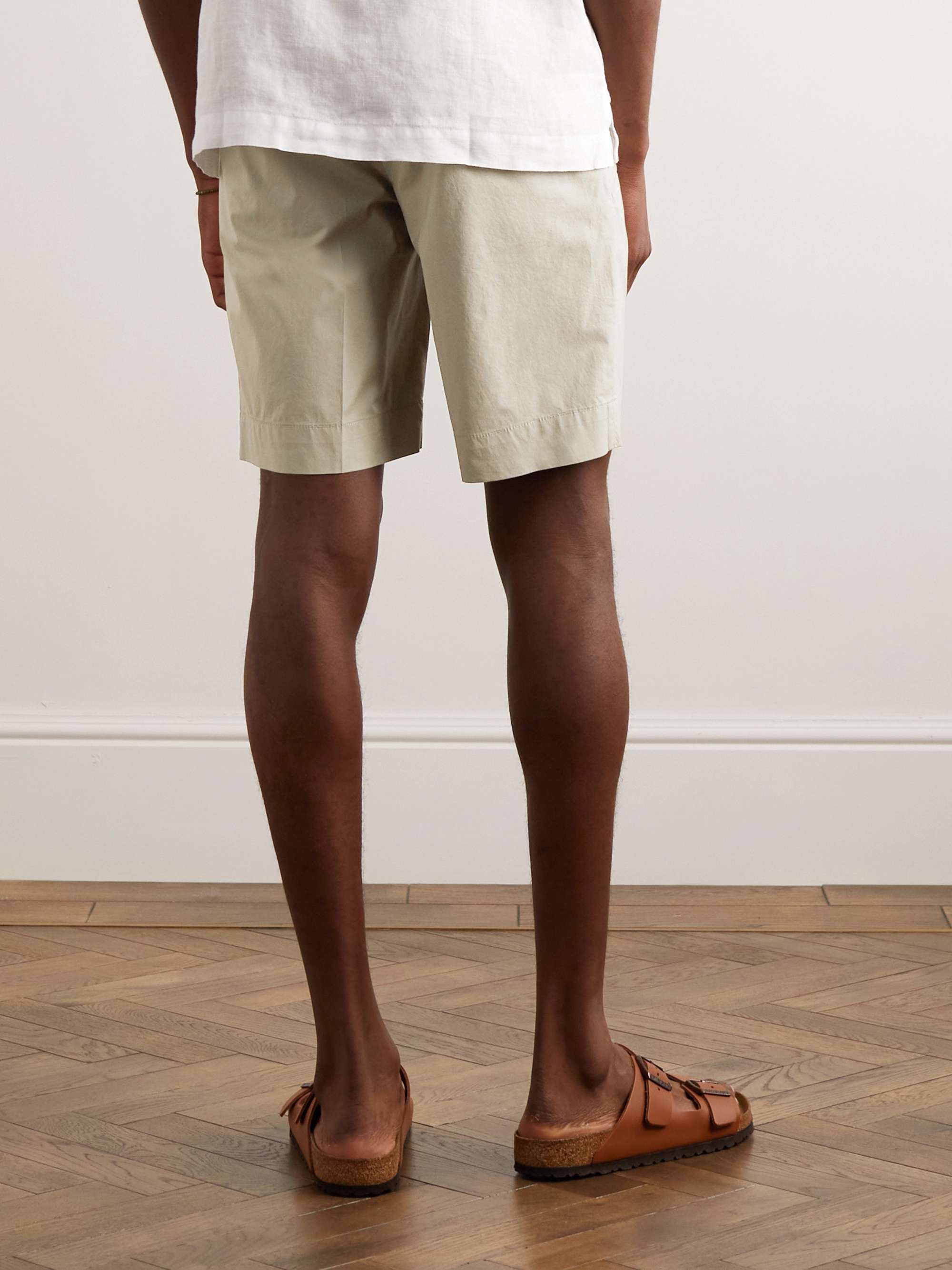 INCOTEX Slim-Fit Straight-Leg Stretch-Cotton Poplin Bermuda Shorts