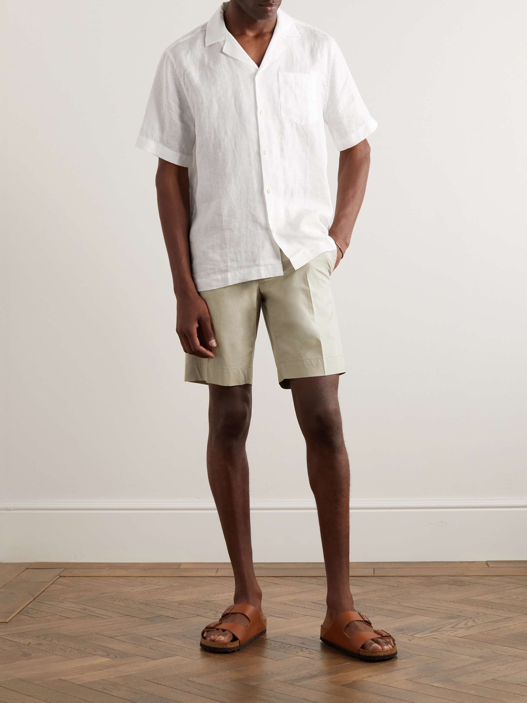 INCOTEX Slim-Fit Straight-Leg Stretch-Cotton Poplin Bermuda Shorts