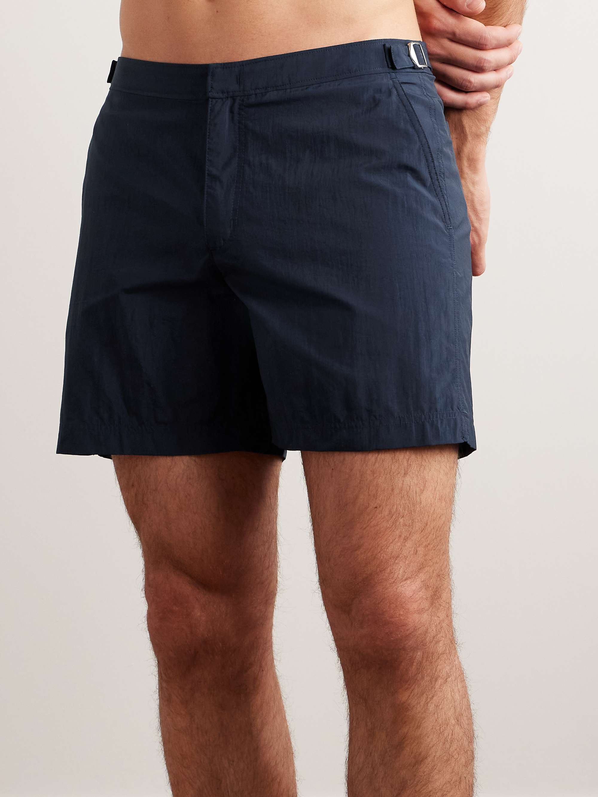 INCOTEX Straight-Leg Mid-Length Logo-Appliquéd Swim Shorts