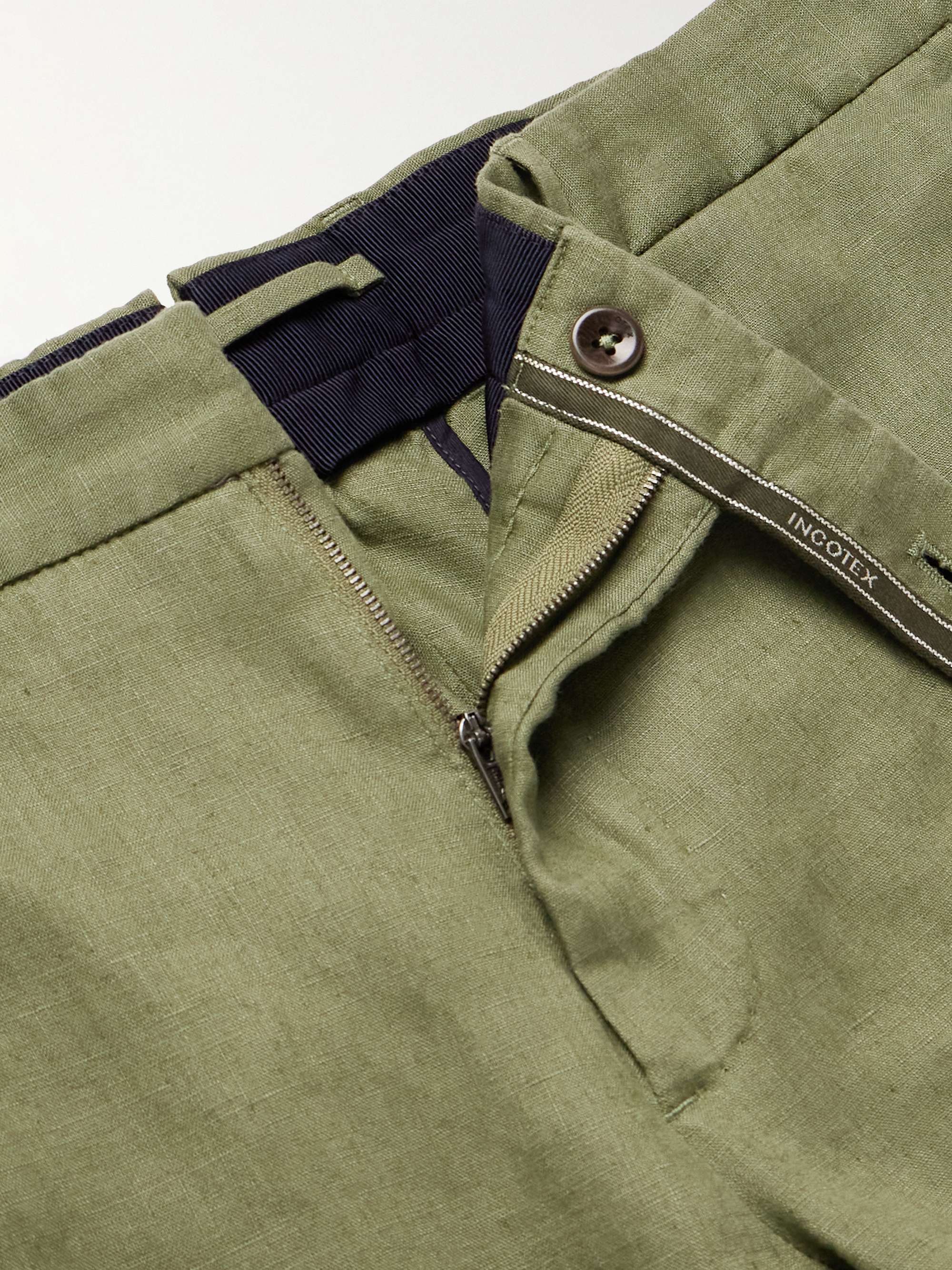 INCOTEX Slim-Fit Straight-Leg Linen Trousers
