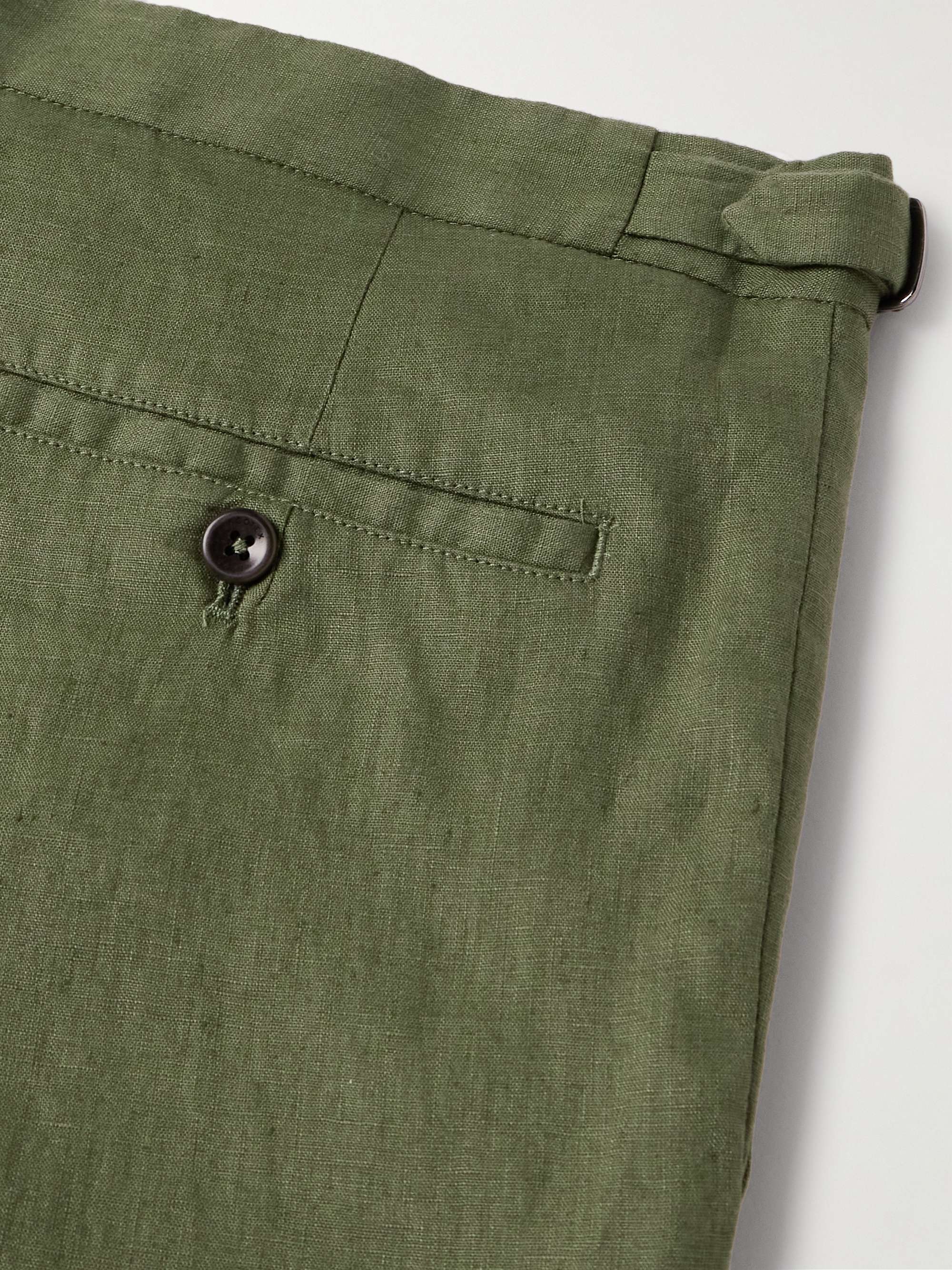 INCOTEX Straight-Leg Pleated Linen Bermuda Shorts
