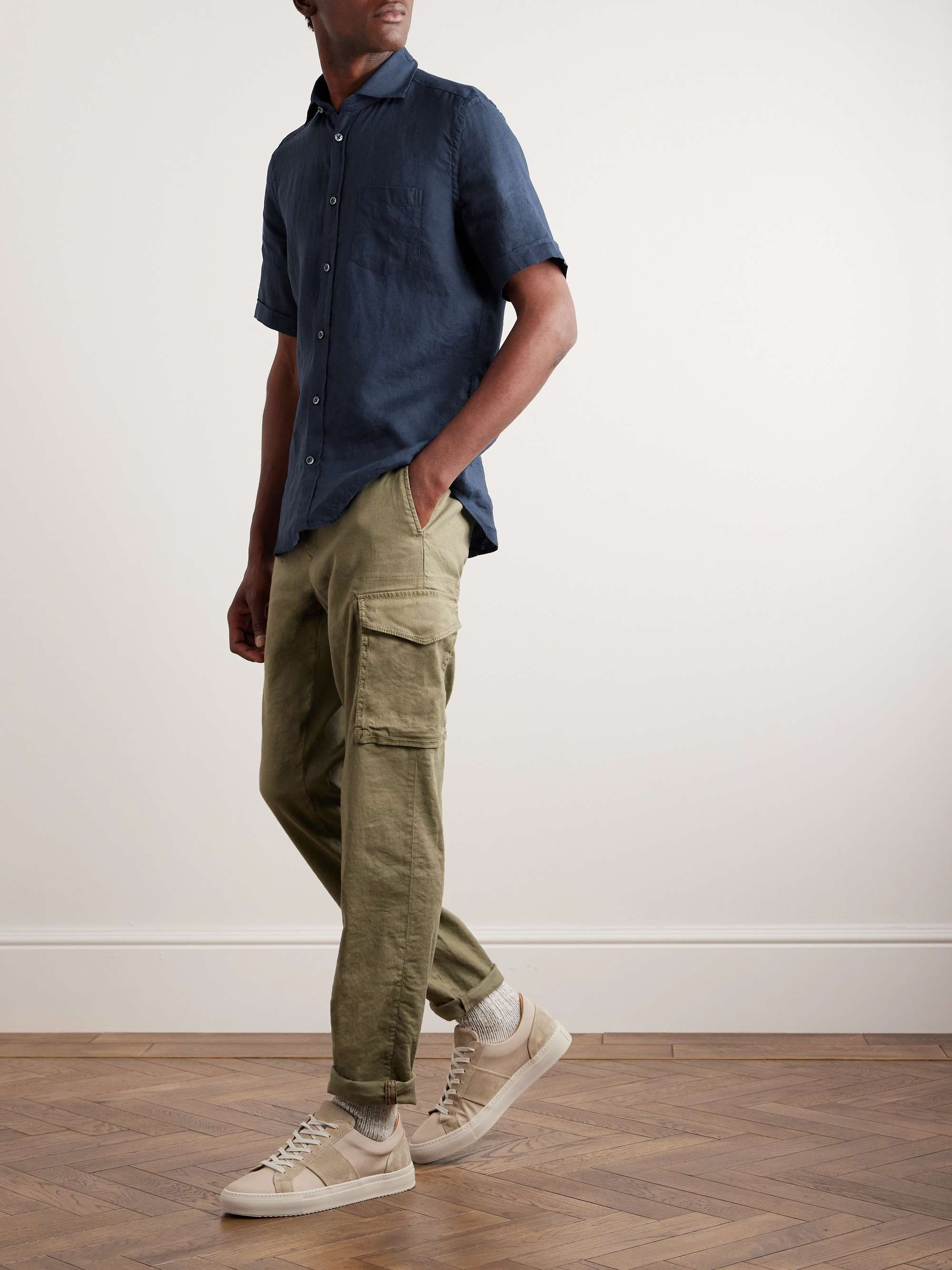 INCOTEX Cutaway-Collar Linen Shirt