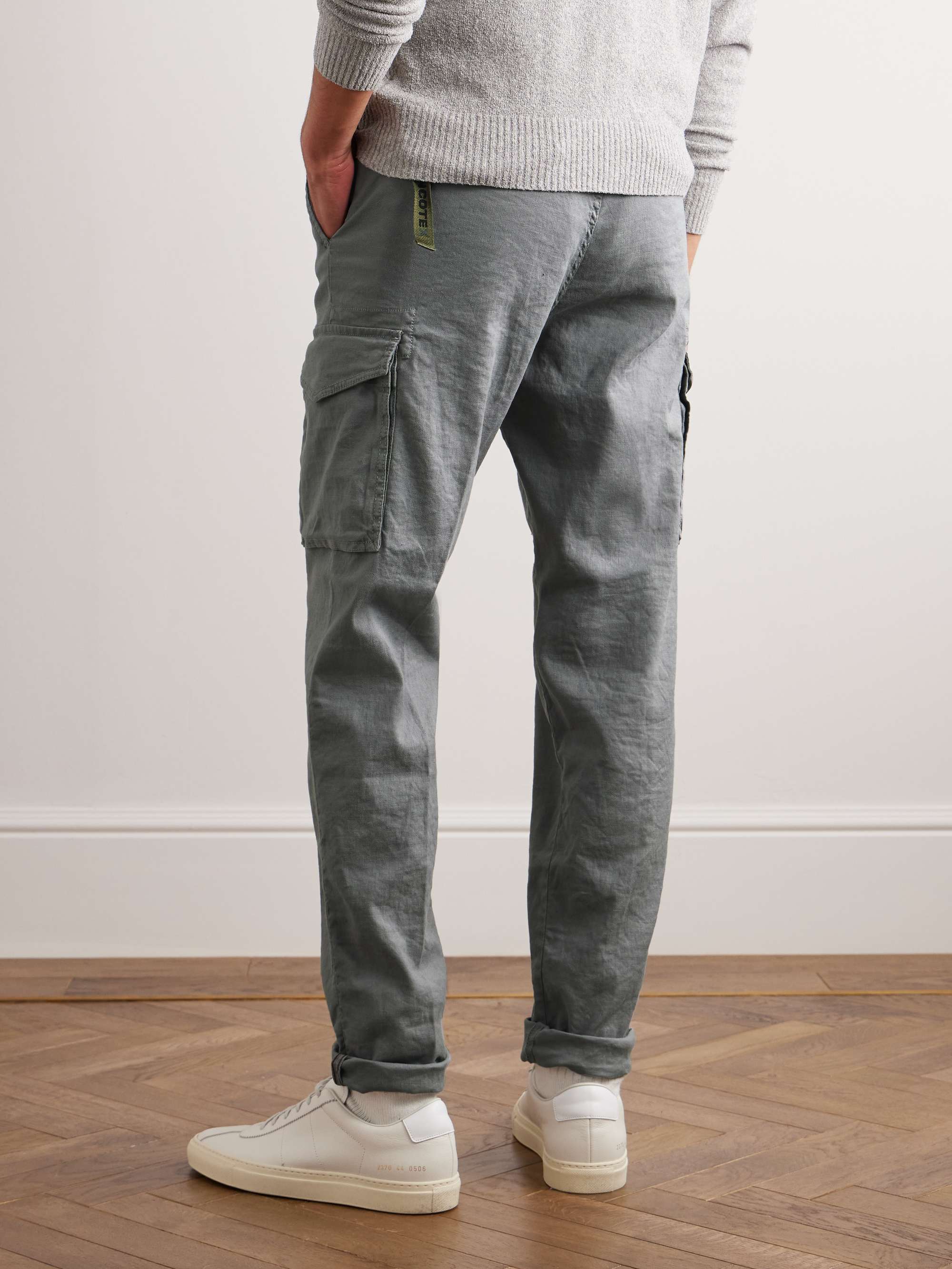 INCOTEX Straight-Leg Linen-Blend Cargo Trousers