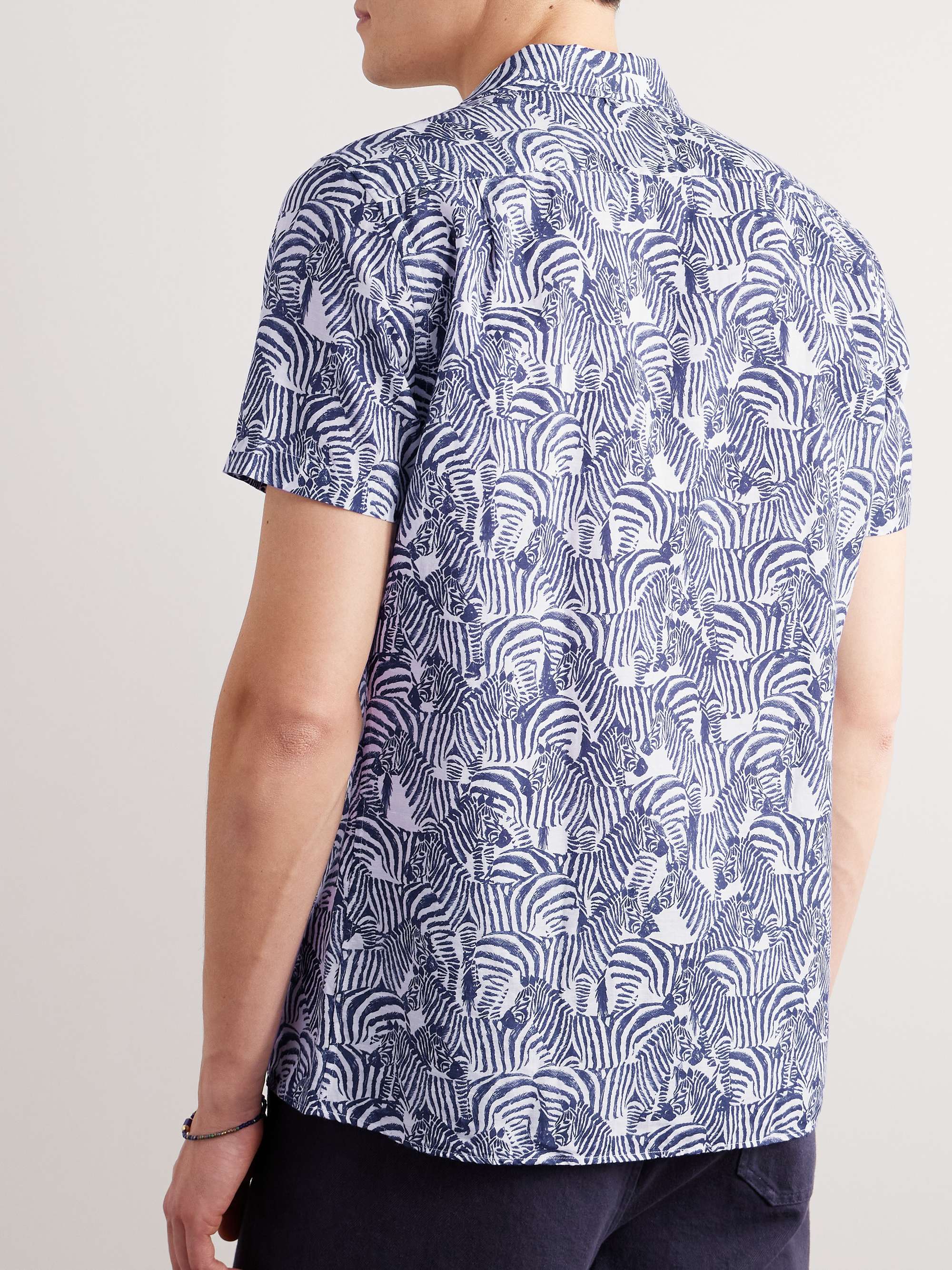 INCOTEX Glanshirt Printed Lyocell, Cotton and Linen-Blend Shirt